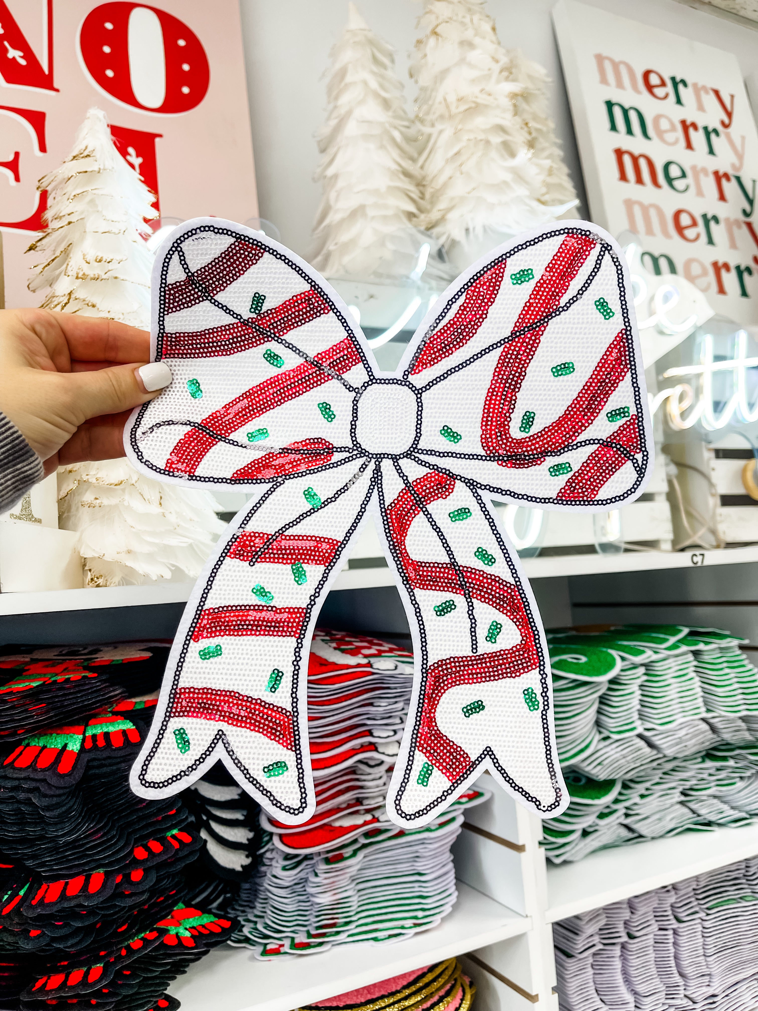 Little Debbie Bow Sequin Patch