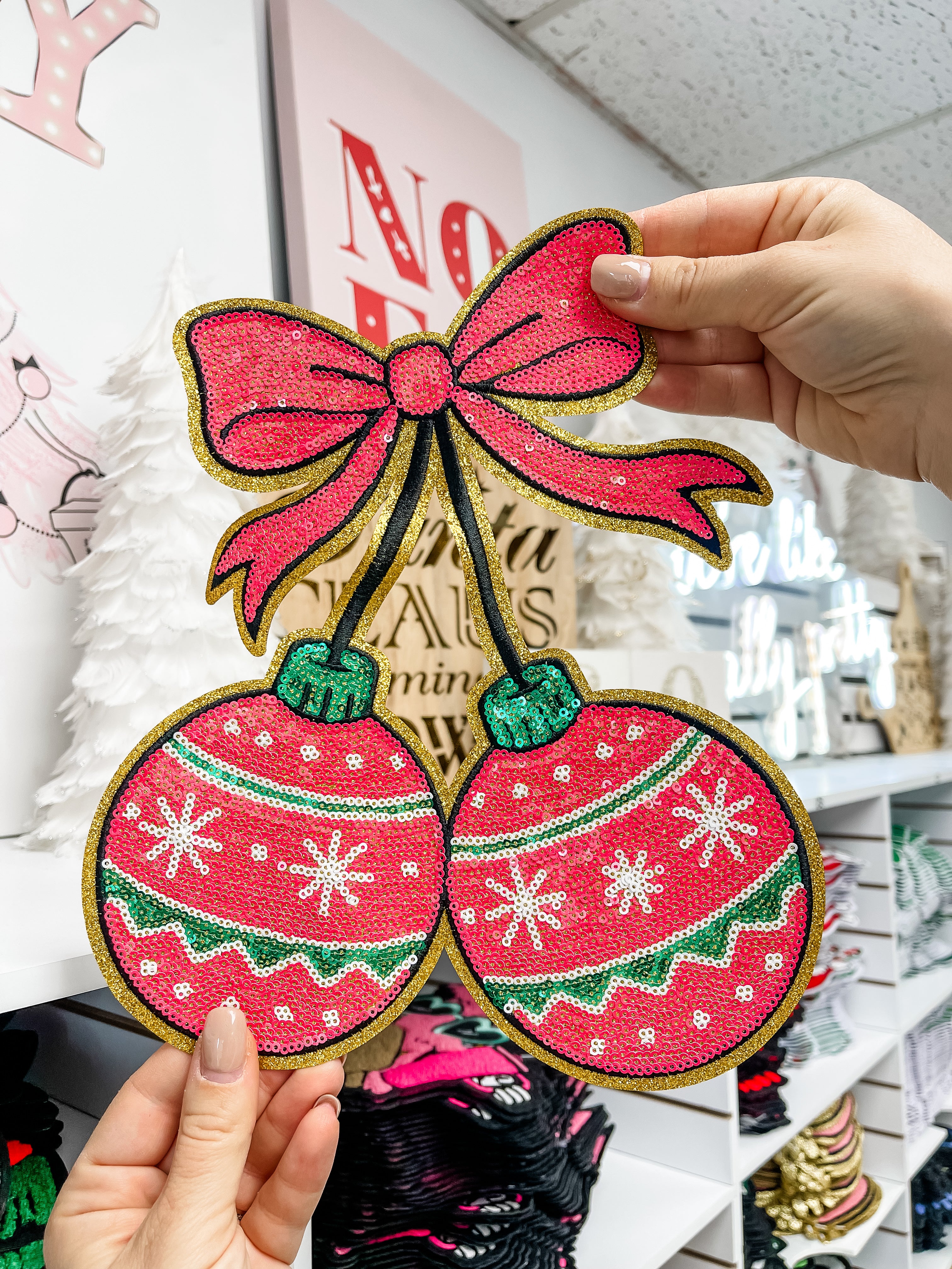 Ornament Cherries Sequin Patch