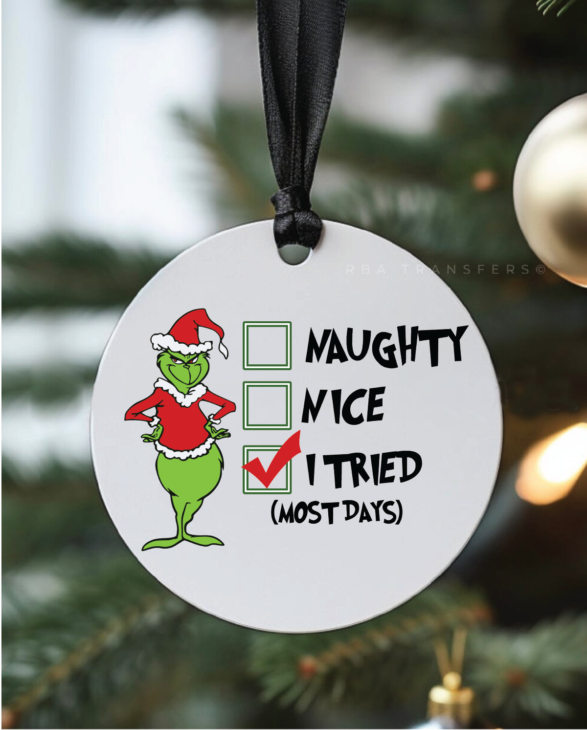 I Tried (Most Days) 3" Acrylic Ornament UV DTF Sticker