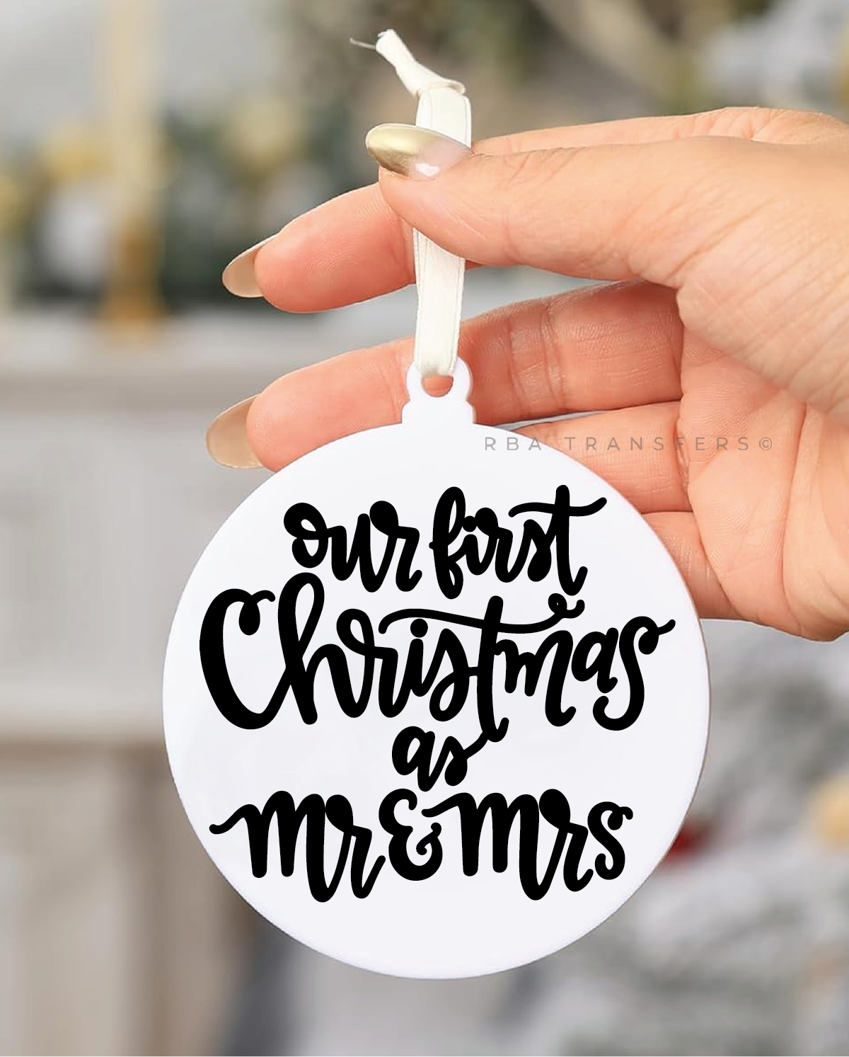 Our First Christmas As Mr & Mrs Ornament UV DTF Sticker