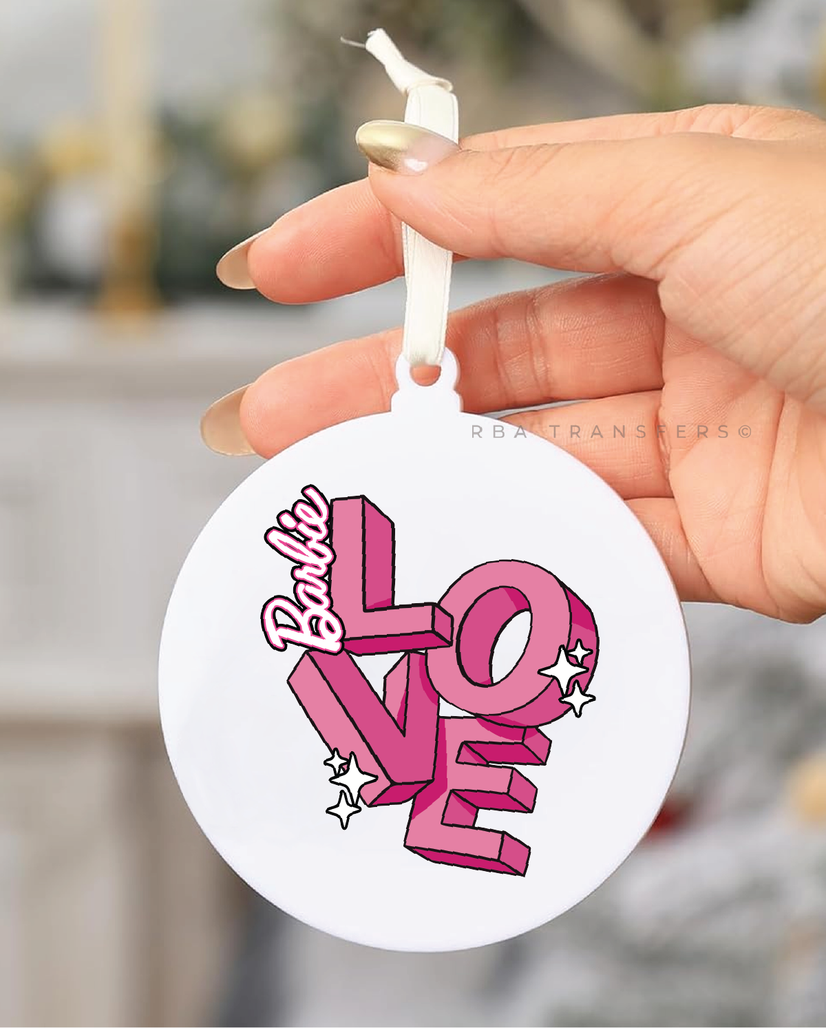 Barbie Love 3" Acrylic Ornament UV DTF Sticker