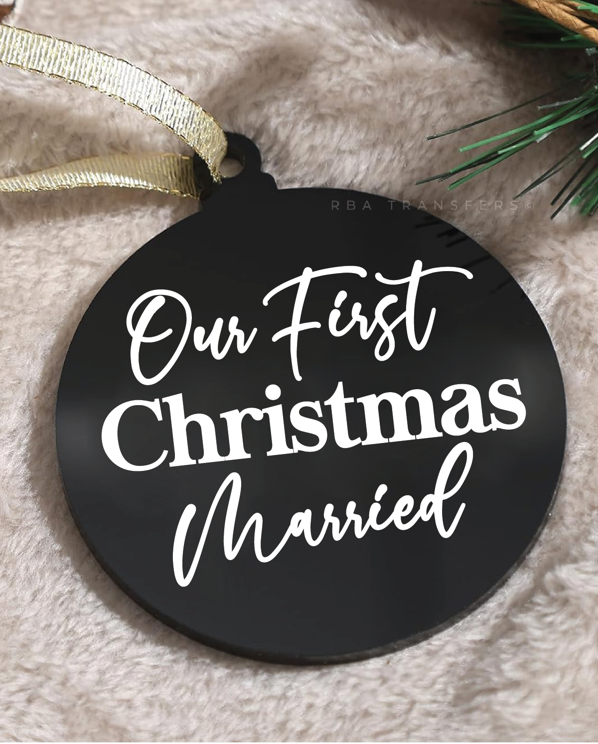Our First Christmas Married 3" Acrylic Ornament UV DTF Sticker