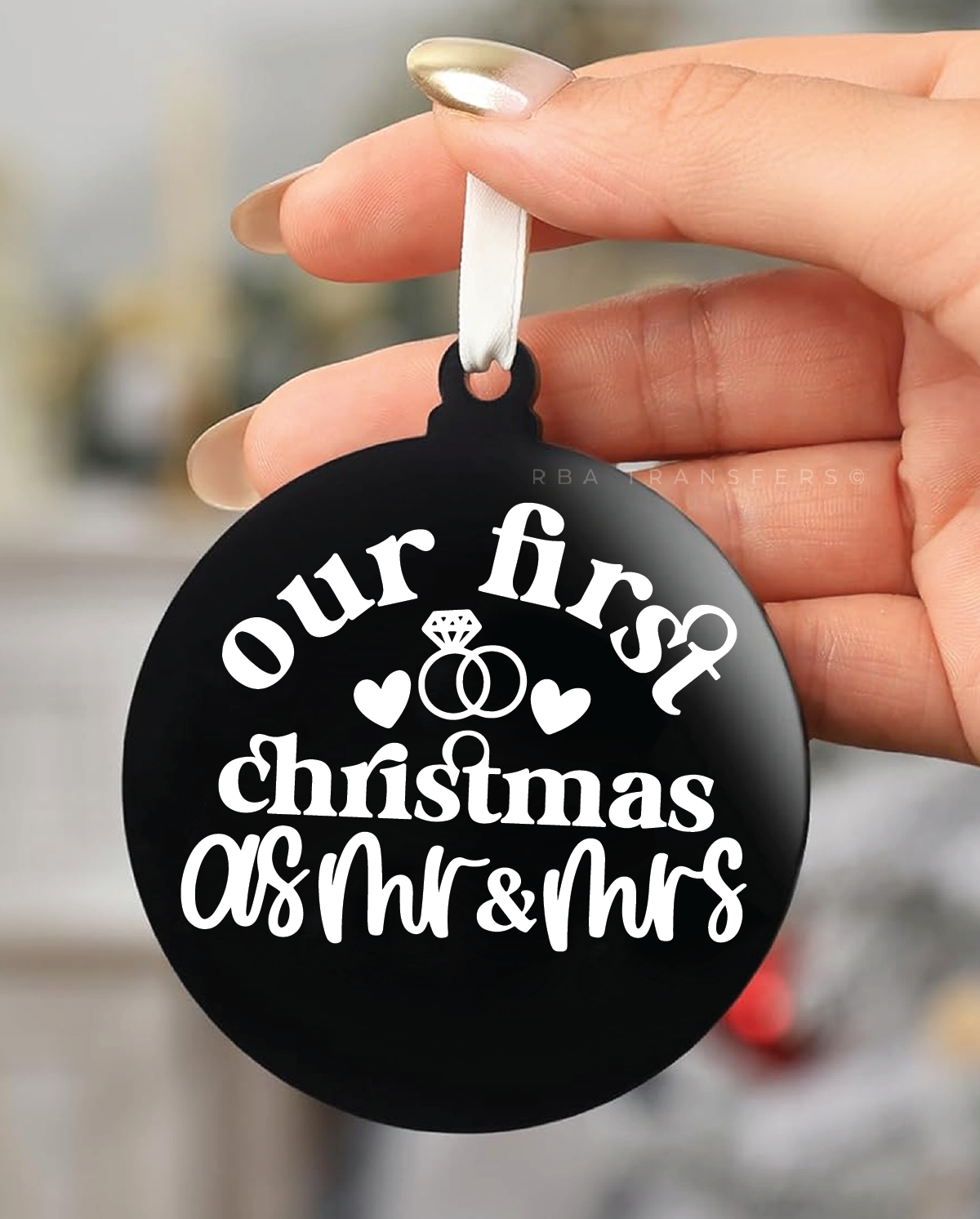 Our First Christmas As Mr & Mrs 3" Acrylic Ornament UV DTF Sticker