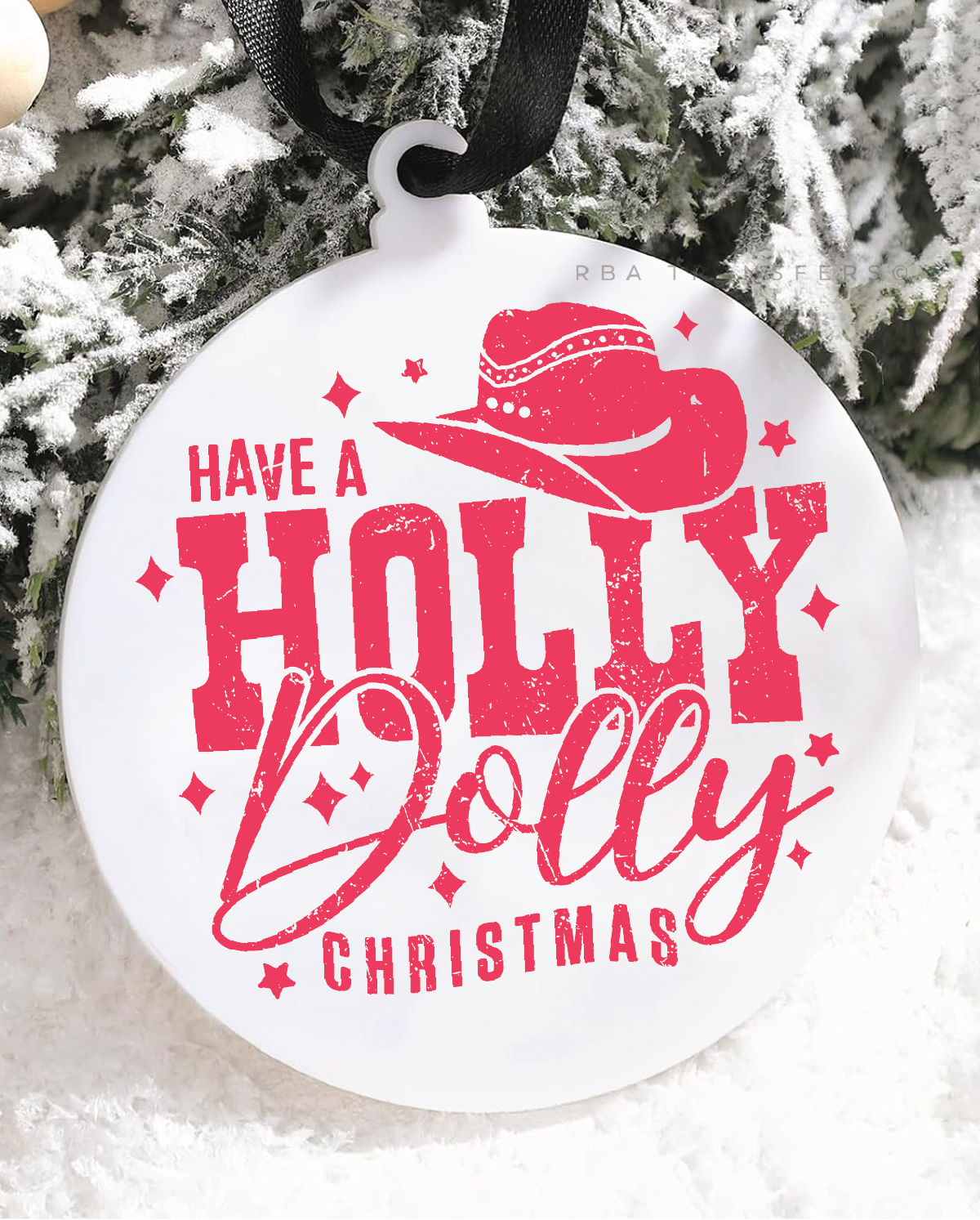 Have a Holly Dolly Christmas 3" Acrylic Ornament UV DTF Sticker