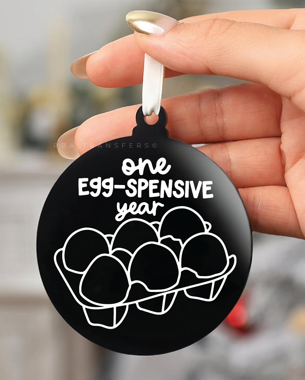 One Egg-spensive Year 3" Acrylic Ornament UV DTF Sticker
