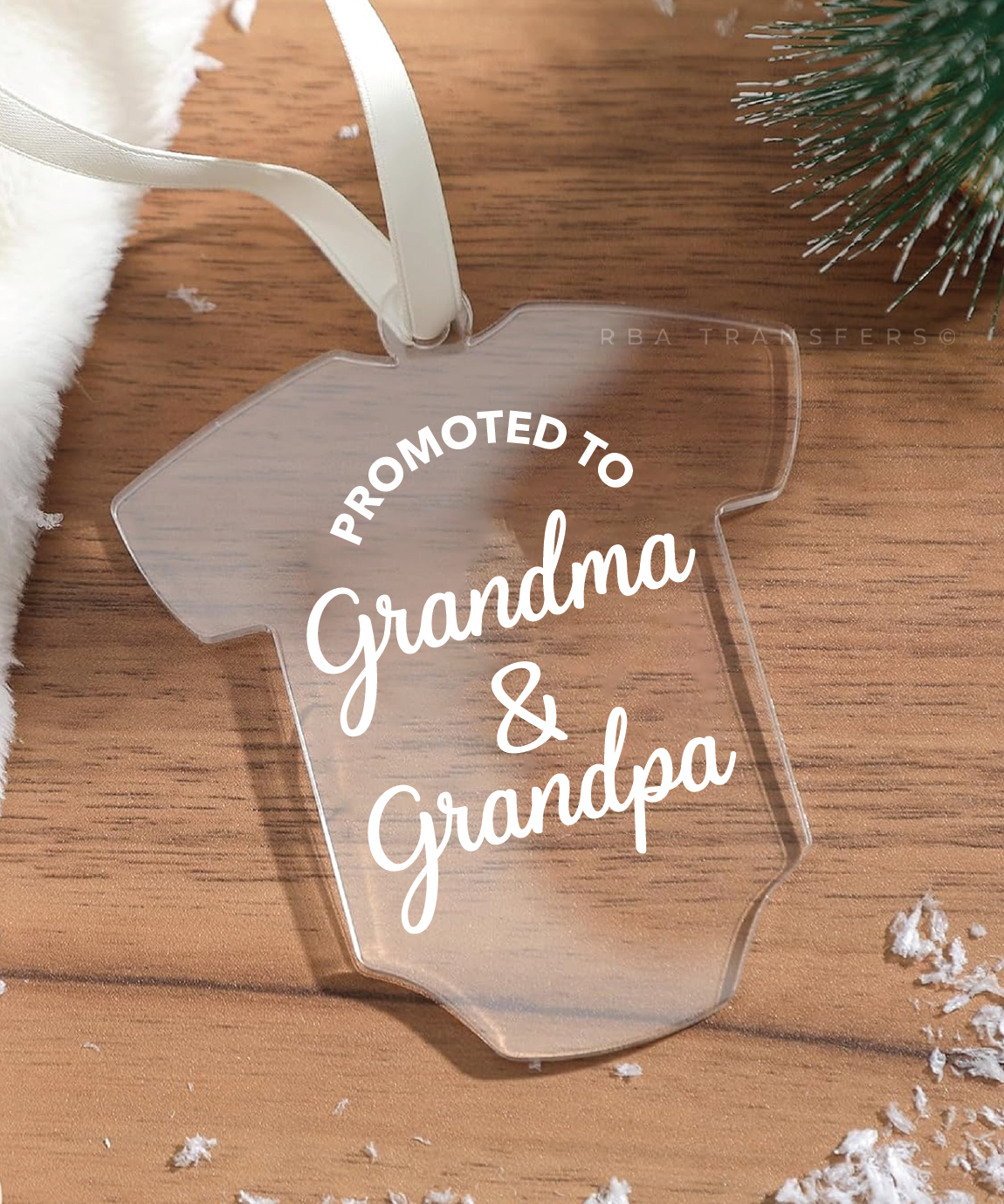 Promoted To Grandma & Grandpa Acrylic Ornament UV DTF Sticker