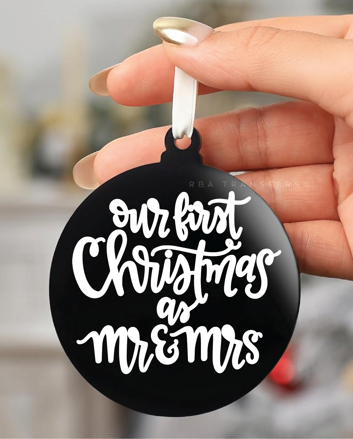 Our First Christmas As Mr & Mrs Ornament UV DTF Sticker