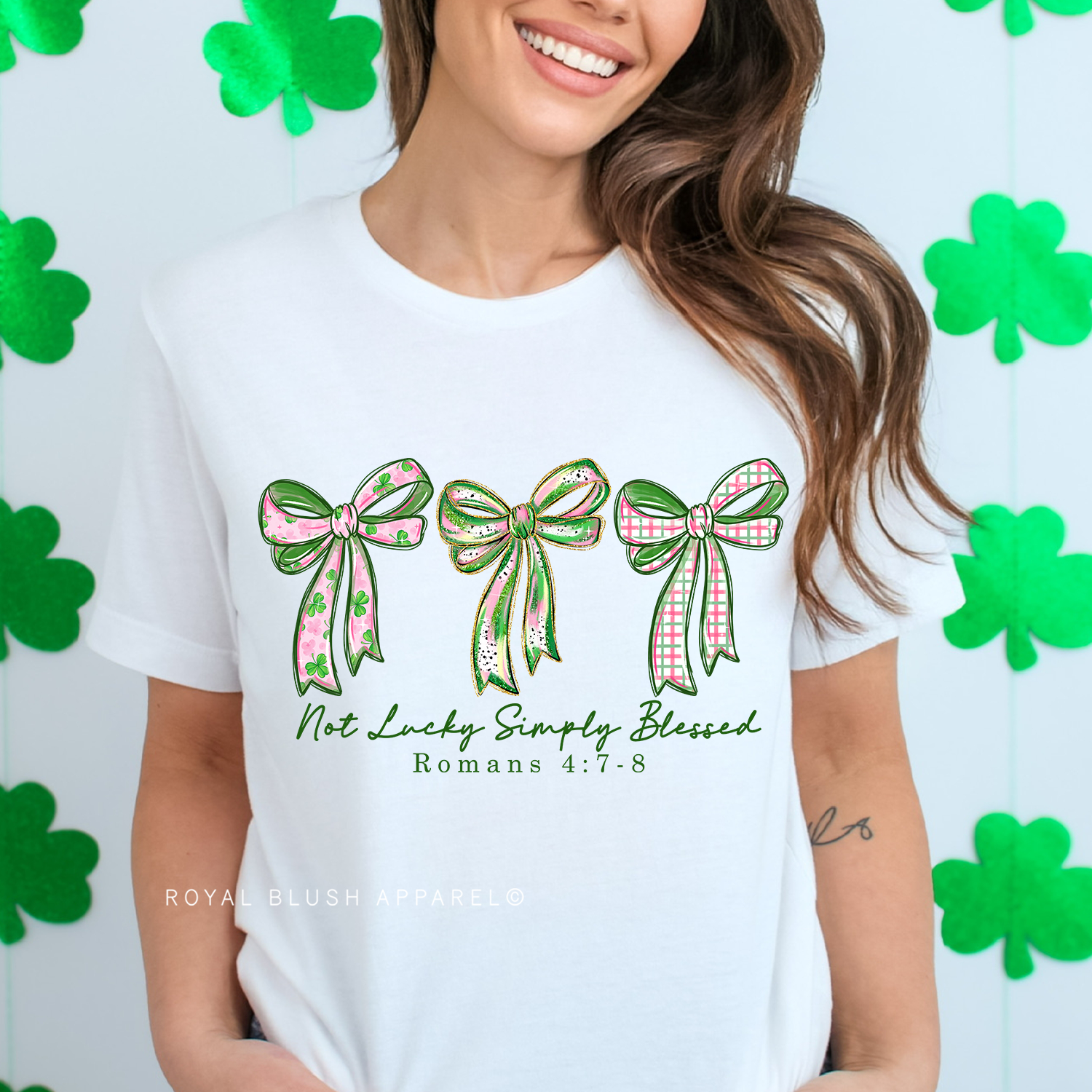 Bows Not Lucky Simply Blessed Full Color Transfer