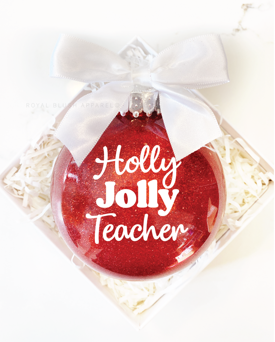 Holly Jolly Teacher 4" Ornement UV DTF Autocollant