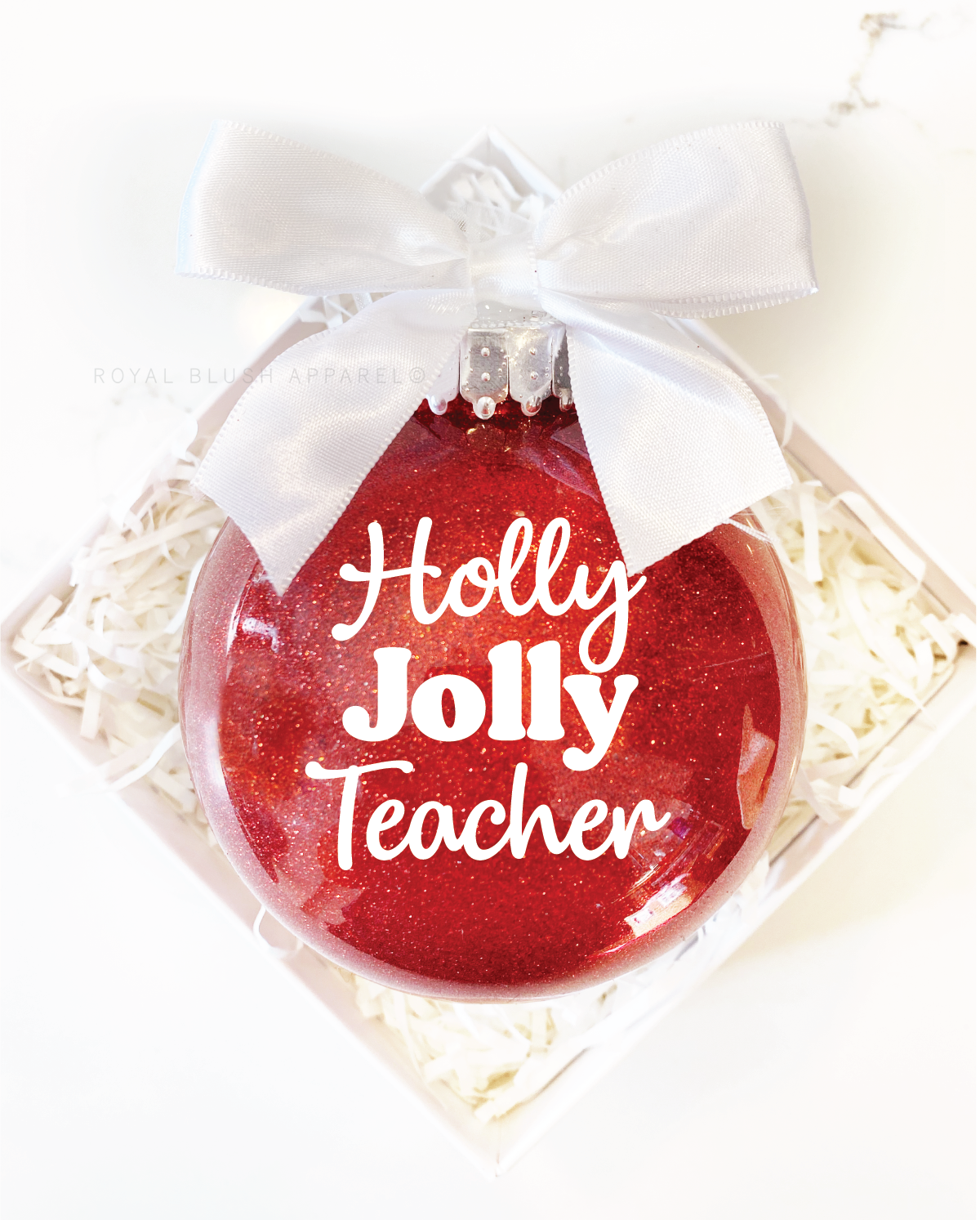 Holly Jolly Teacher 4" Ornament UV DTF Sticker