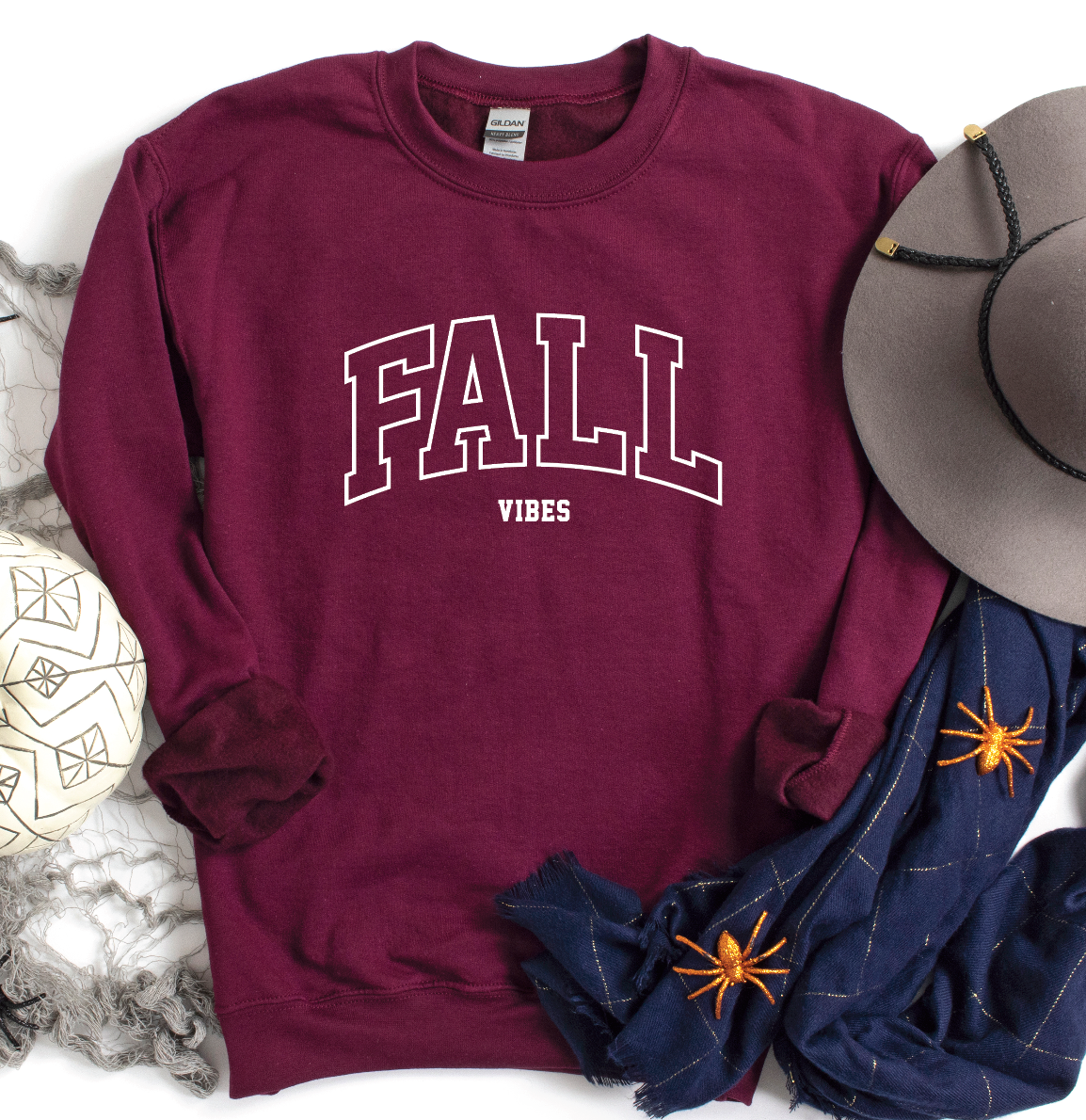 Fall Vibes Embroidery Crewneck Sweater