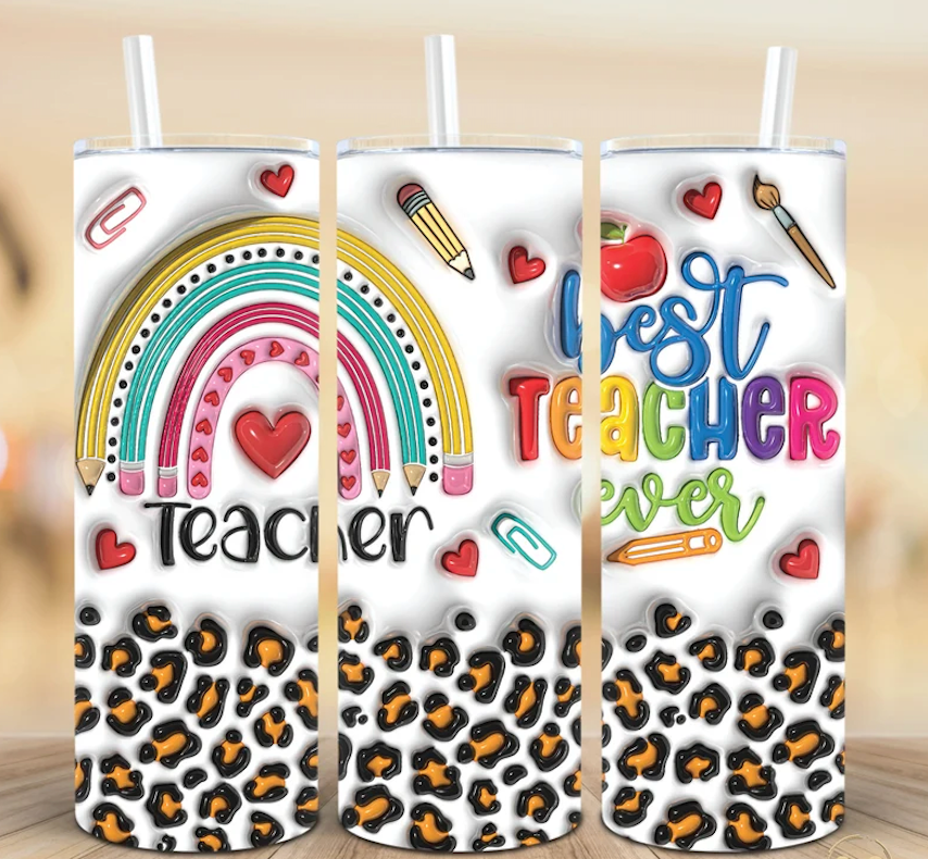 Enveloppement de sublimation gonflé 3D de 20 oz du meilleur enseignant de tous les temps