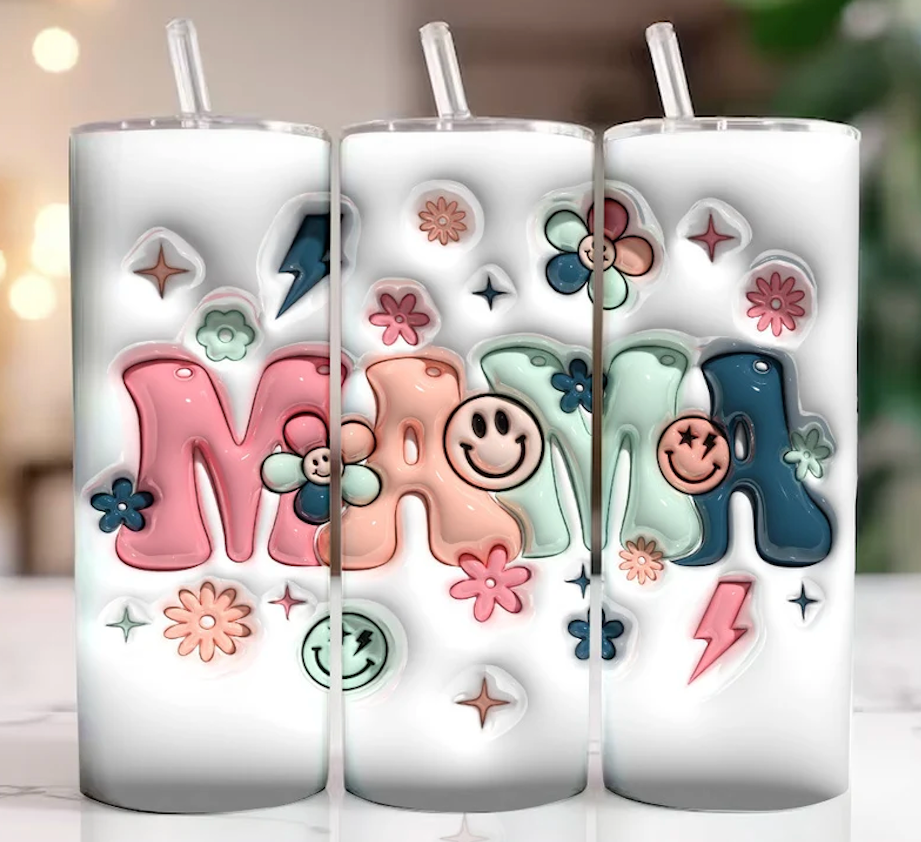 MAMA Smiley 20oz Enveloppement de sublimation gonflé 3D