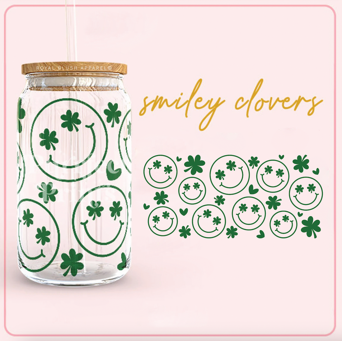 Smiley Trèfles Wrap UV DTF Autocollant