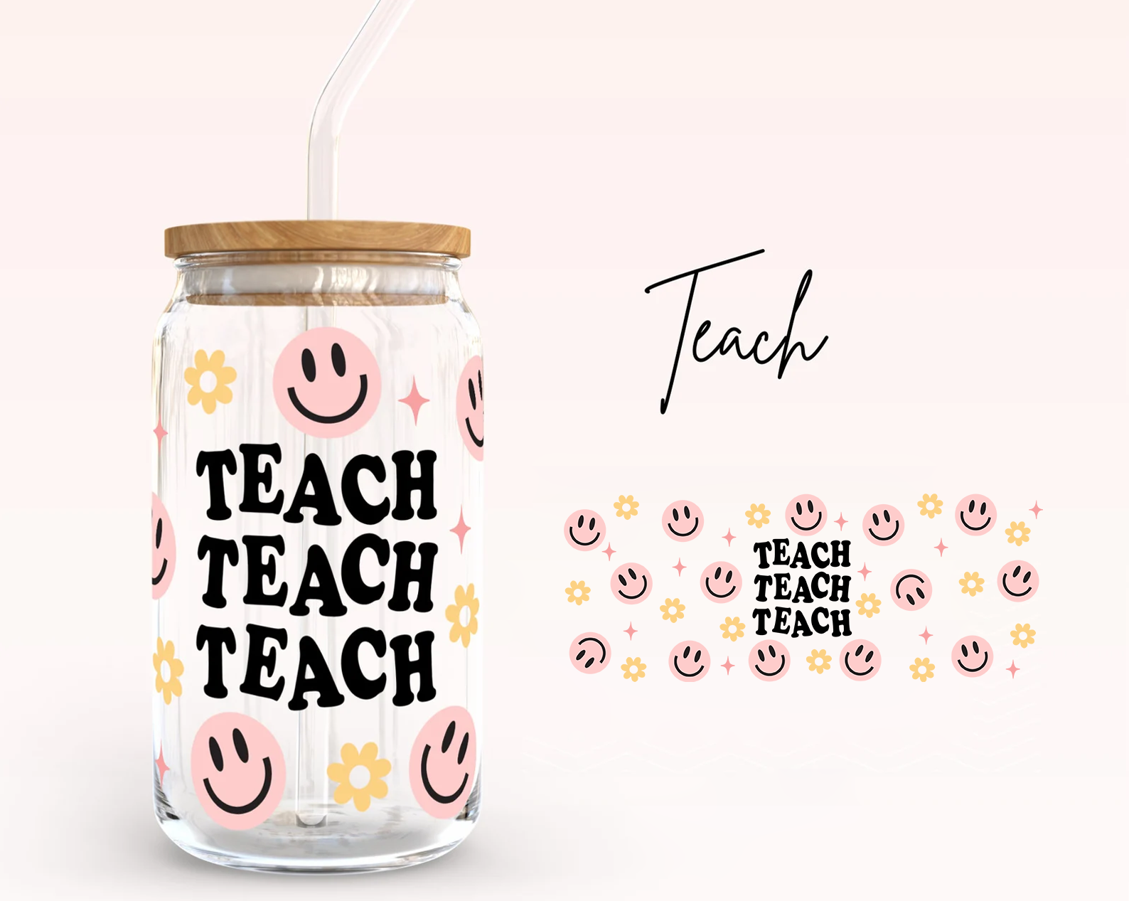 Teach Smiley Wrap UV DTF Sticker