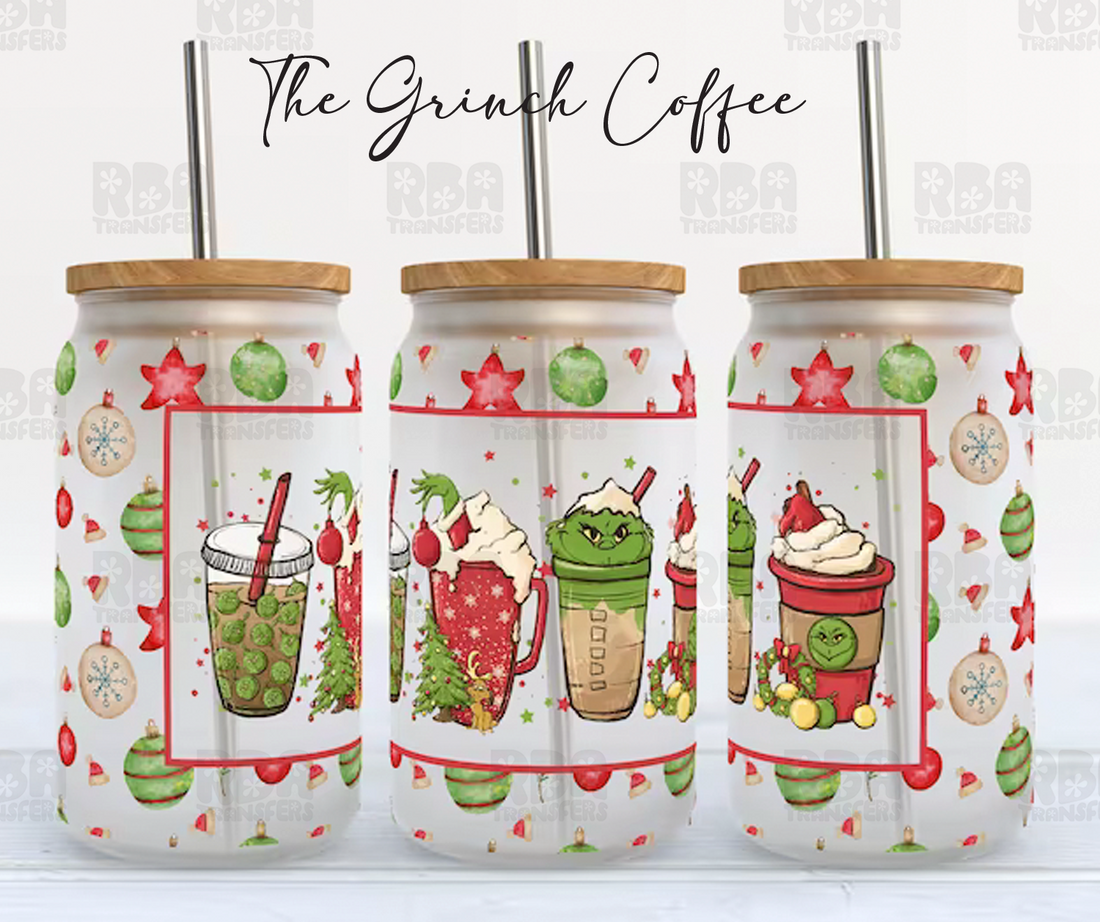 L’autocollant UV DTF Grinch Coffee Wrap