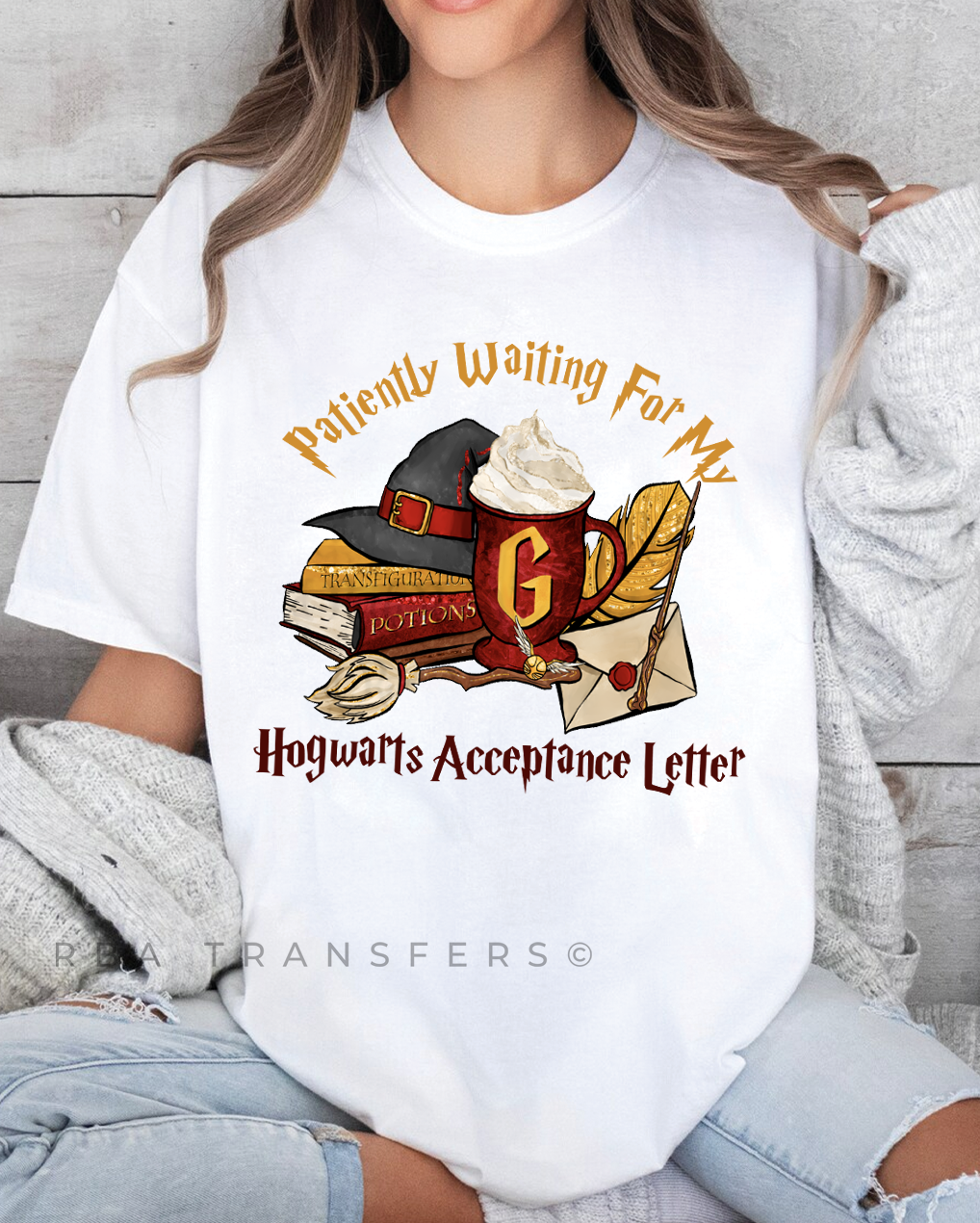 Patiently Waiting For My Hogwarts Acceptance Letter Full Colour Transfer