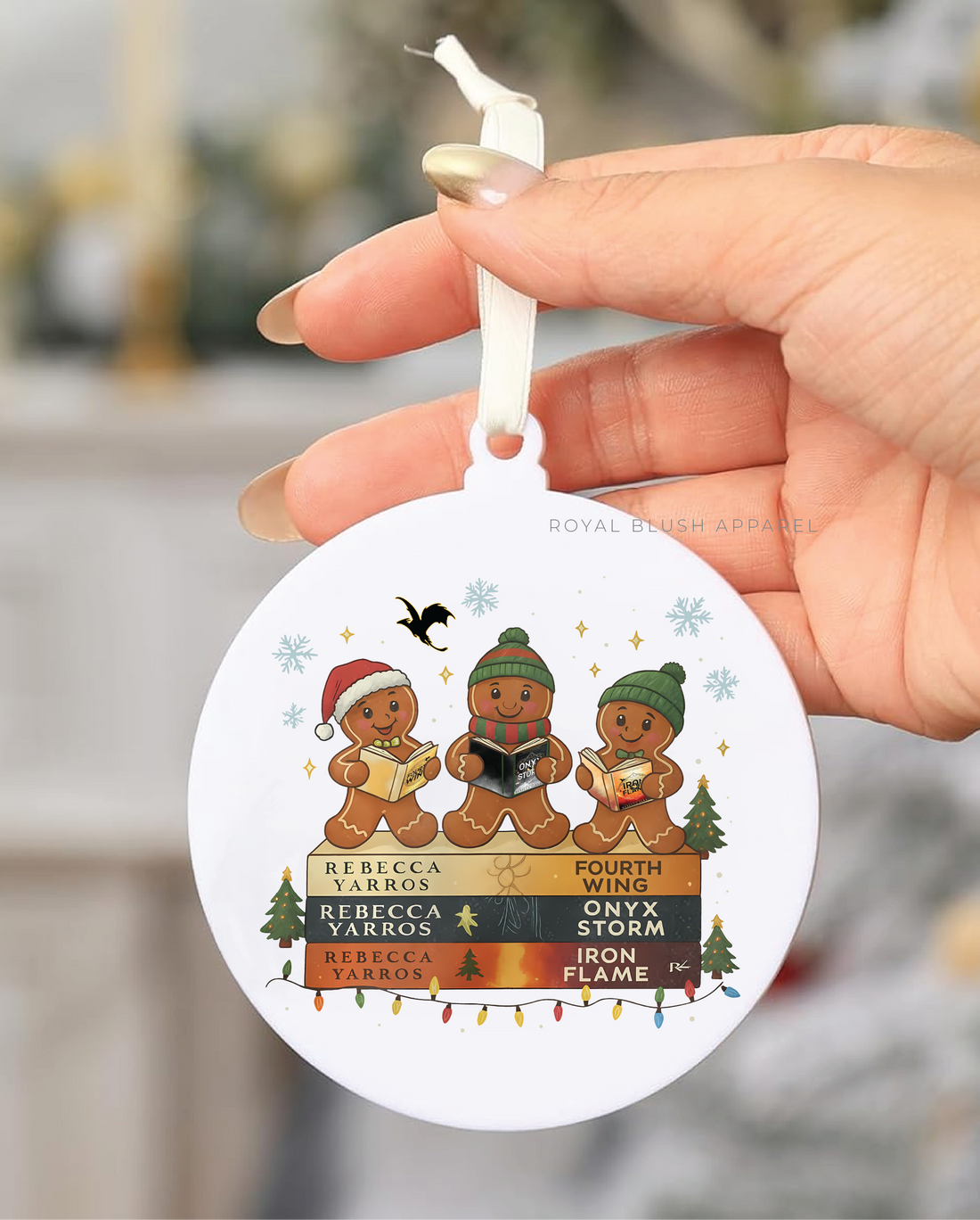 Fourth Wing Gingerbread 3" Acrylic Ornament UV DTF Sticker