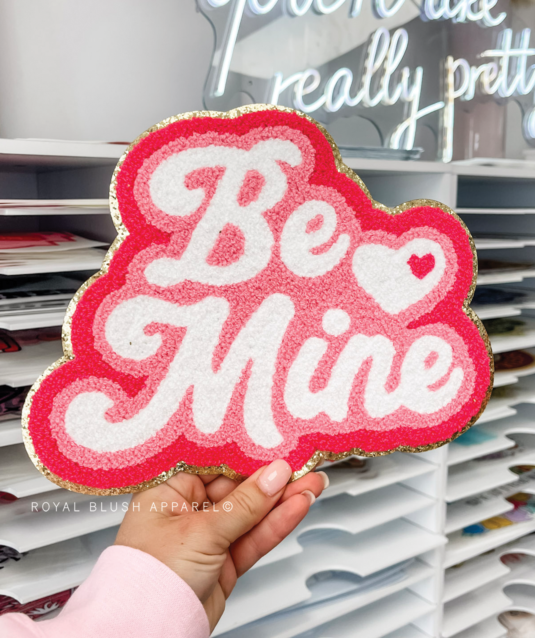 Be Mine Bubble Outline Chenille Patch