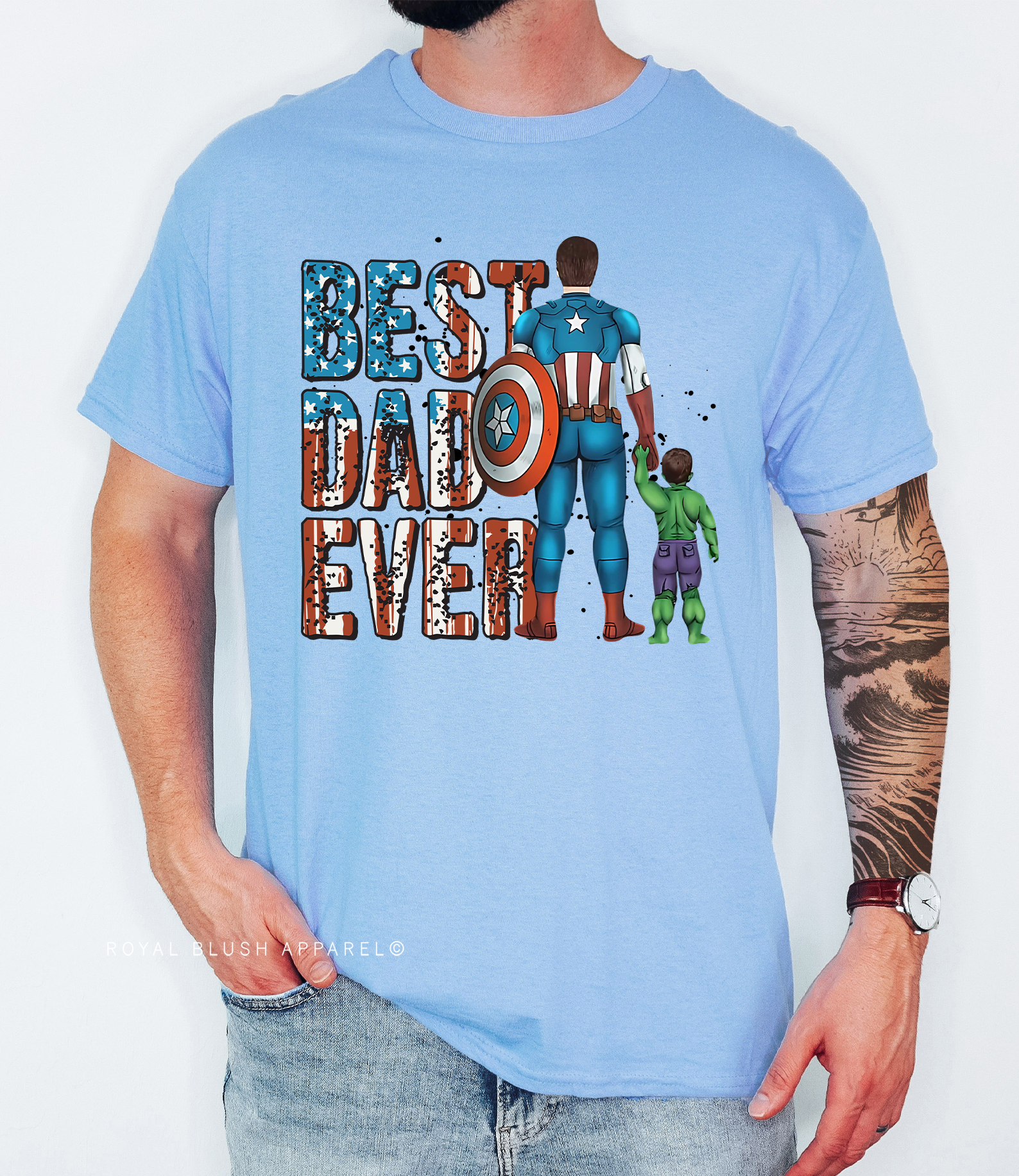 Best Dad Ever Superhero Hulk Full Color Transfer