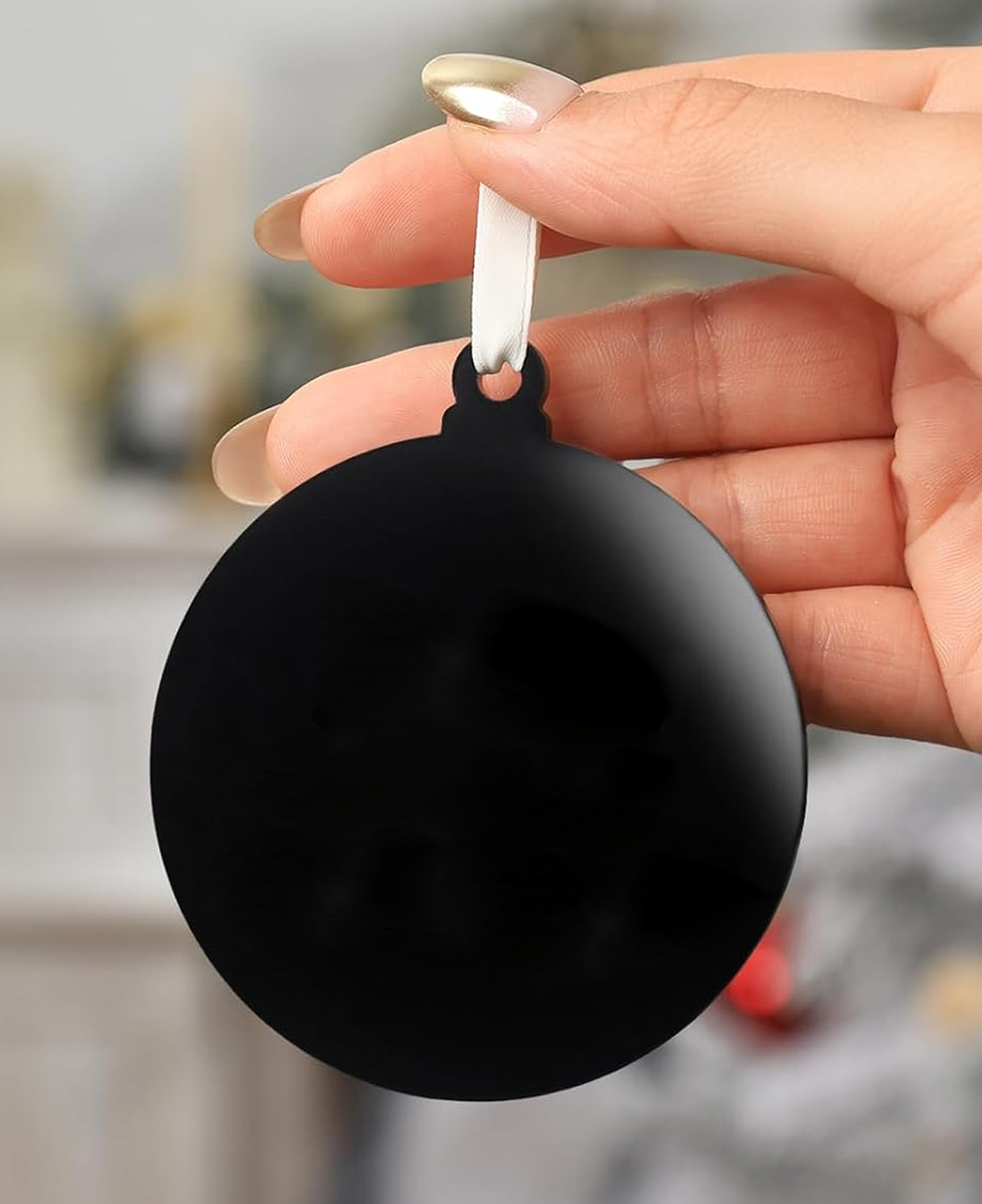 Black Round 3" Acrylic Ornament