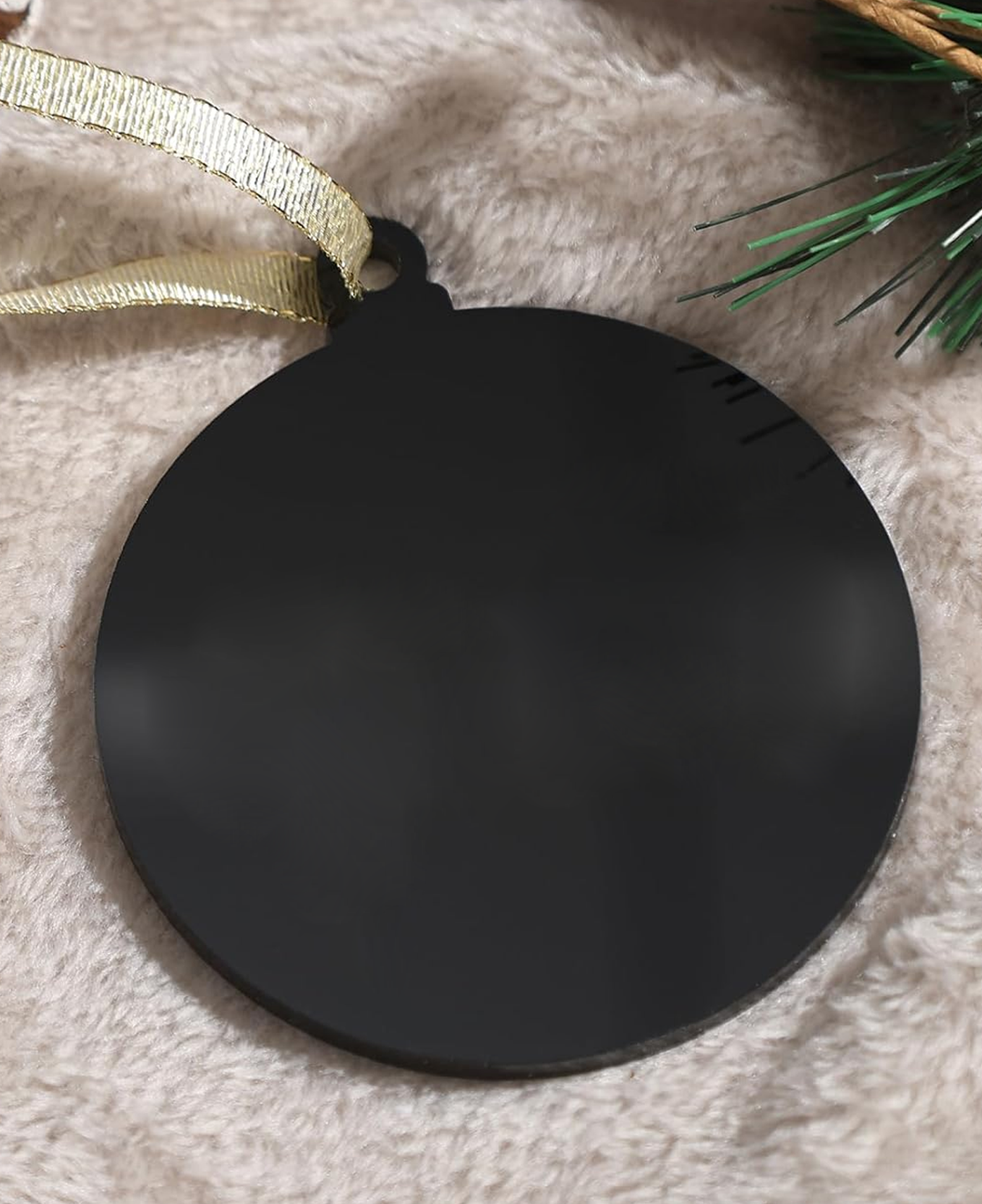 Black Round 3" Acrylic Ornament