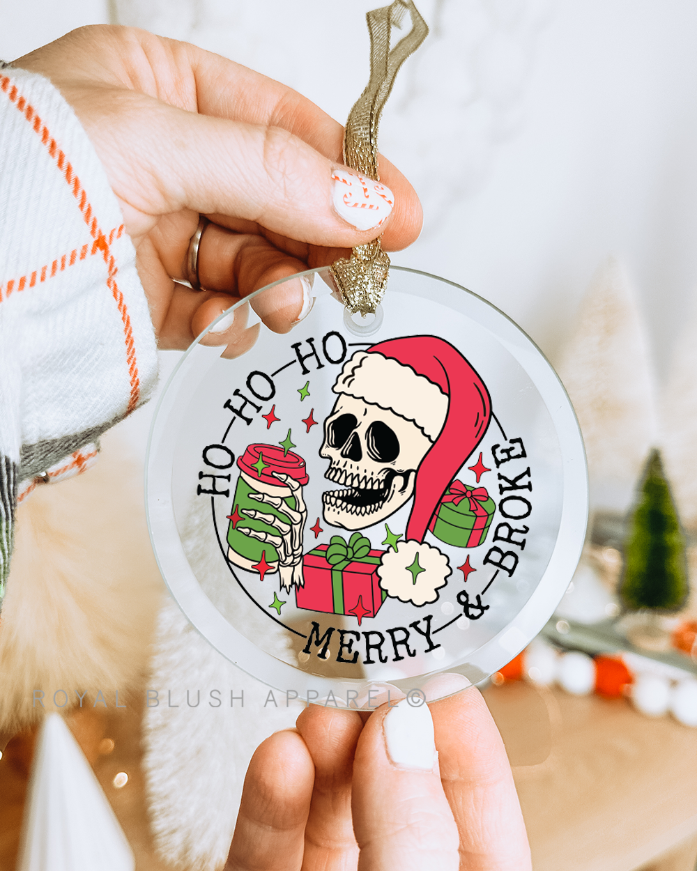 Merry & Broke 3" Acrylic Ornament UV DTF Sticker