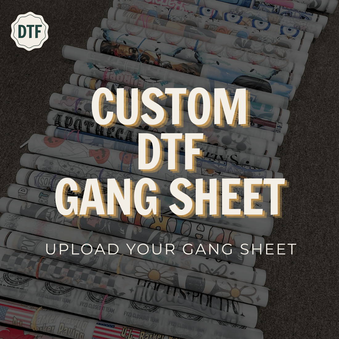 Custom DTF gang sheets with premium hot peel DTF transfers ready for apparel printing