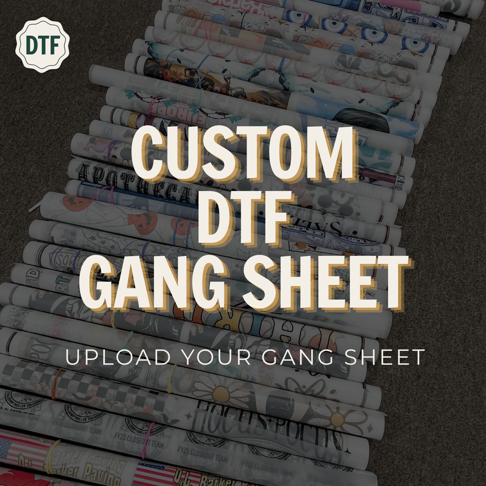Custom DTF gang sheets with premium hot peel DTF transfers ready for apparel printing