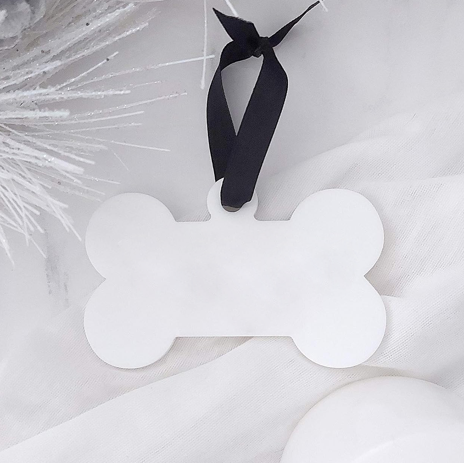White Dog Bone 3.5" Acrylic Ornament