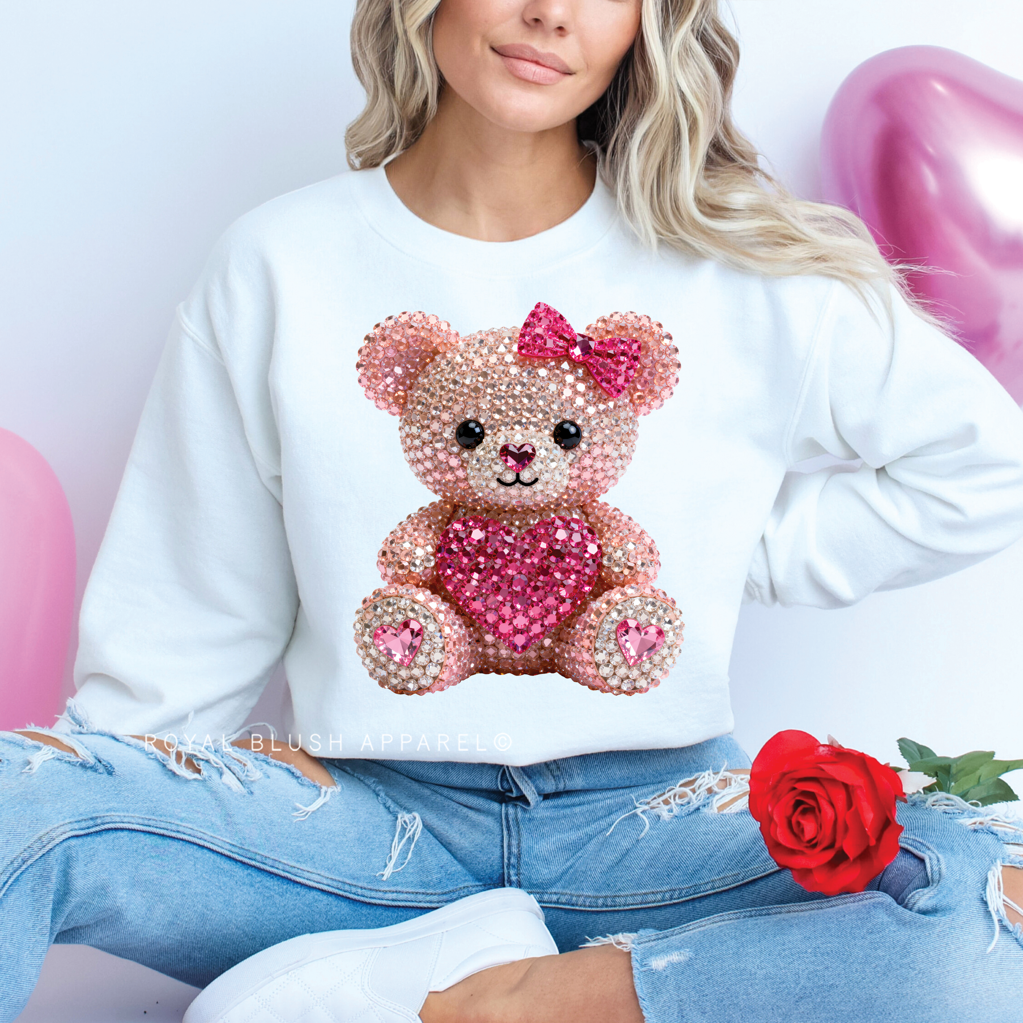 Faux-Rhinestones Teddy Bear Full Color Transfer
