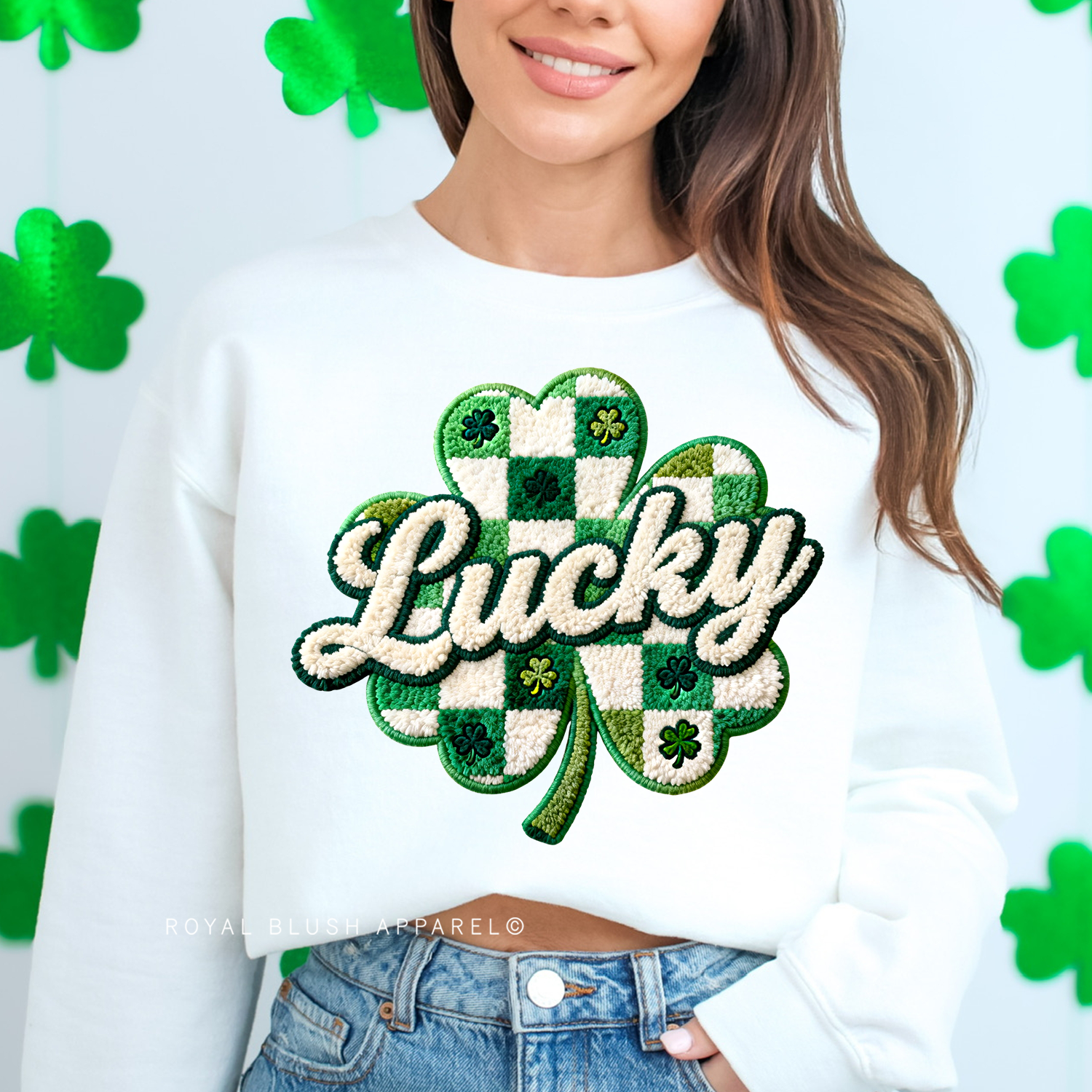 Shamrock Faux Yarn Lucky Full Color Transfer