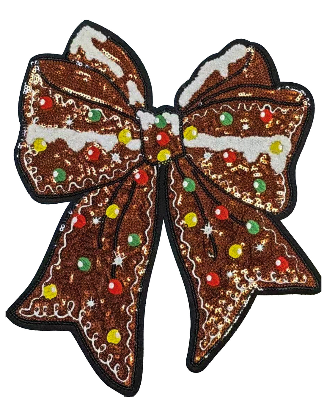 Gingerbread Bow Sequin Patch
