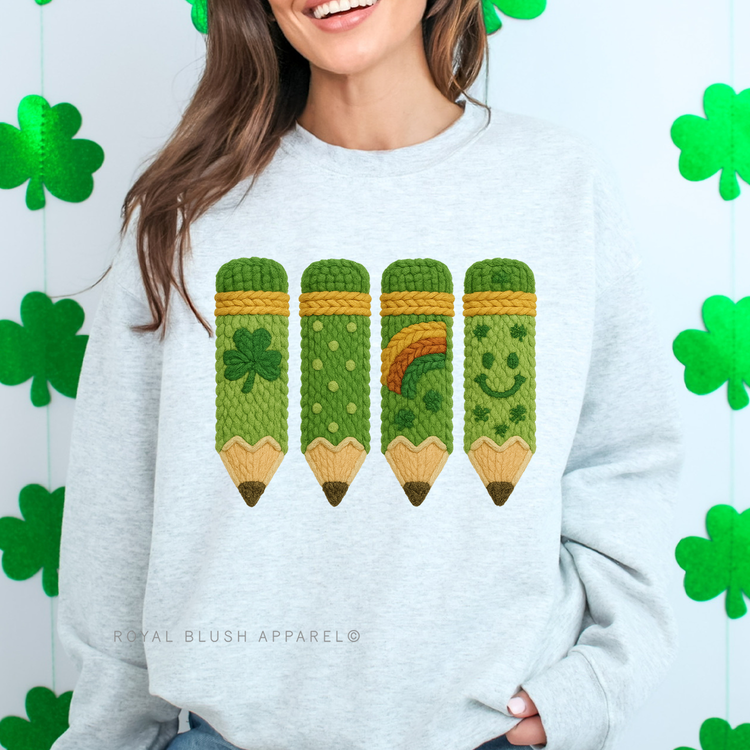 Green Pencils Faux Yarn Full Color Transfer