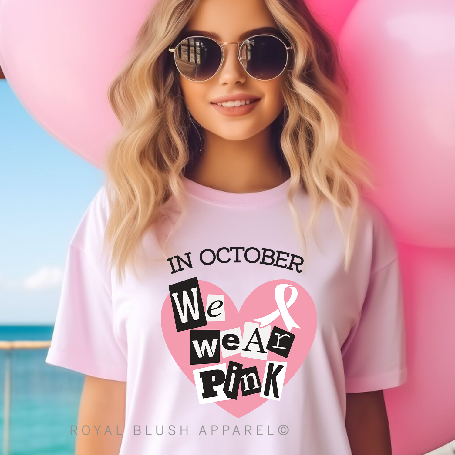 Heart In October We Wear Pink Full Color Transfer