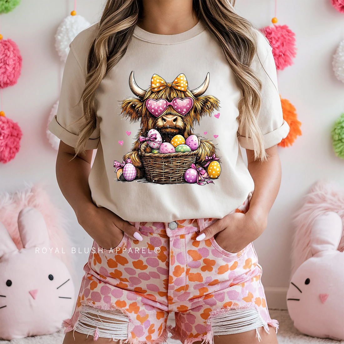 Highland Cow Easter Full Color Transfer