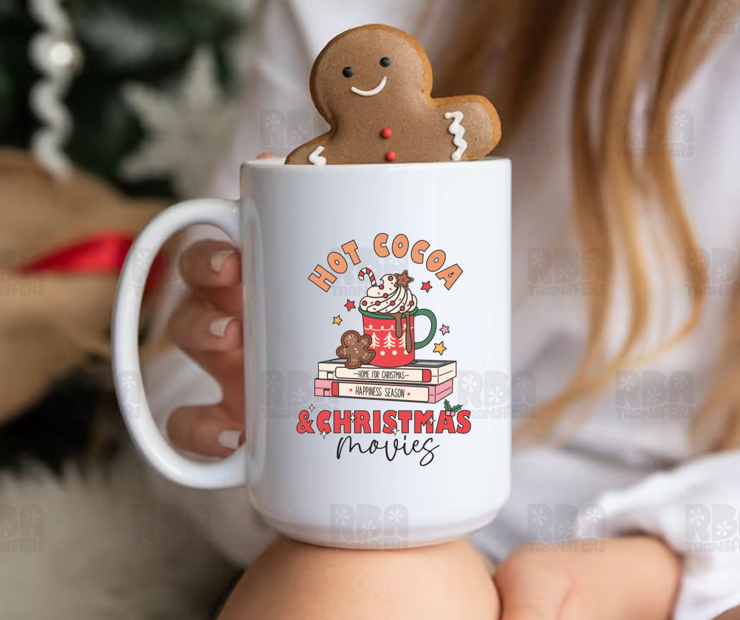 Hot Cocoa & Christmas Movies UV DTF Sticker