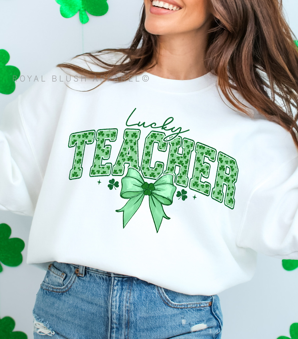 Lucky Teacher Bow Full Color Transfer