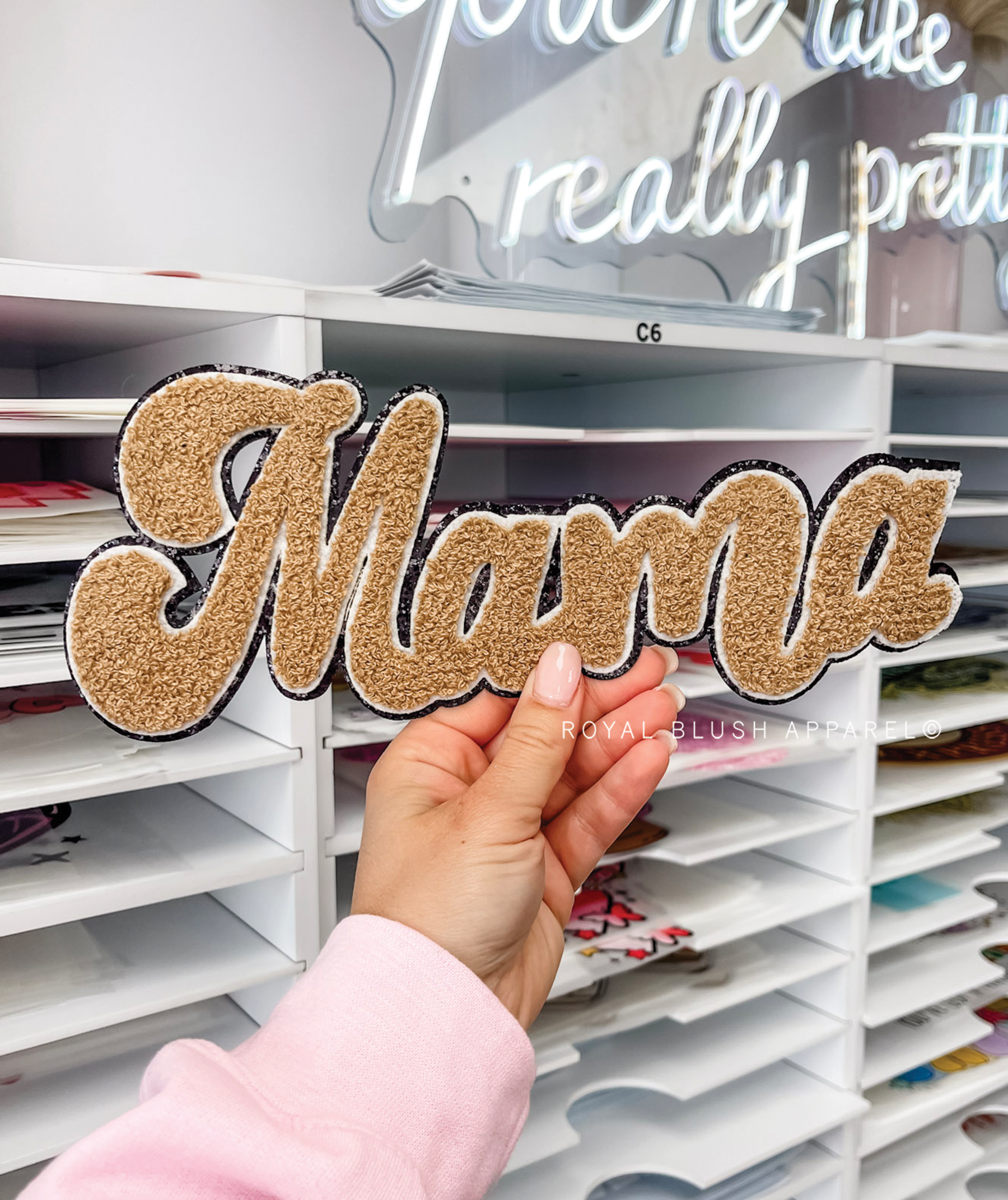 Mama Beige Chenille Patch