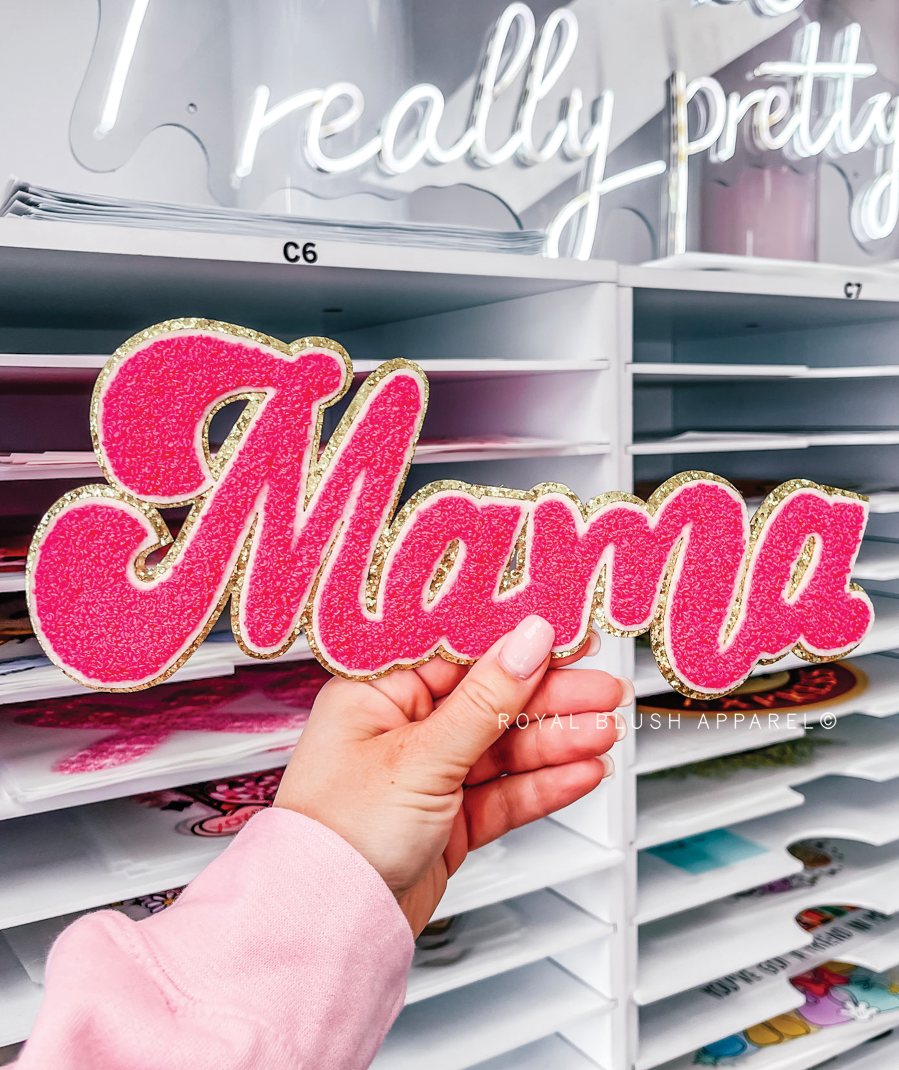Mama Fuchsia Chenille Patch