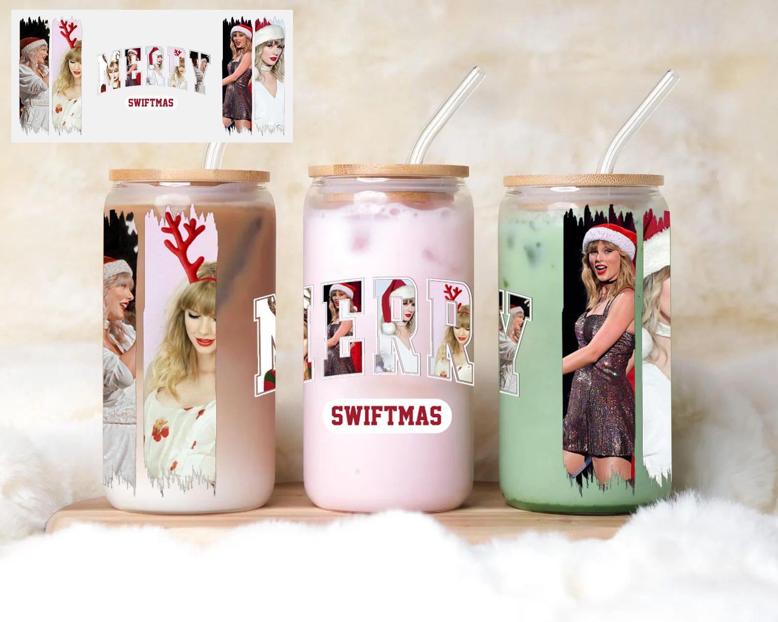 Merry Swiftmas Taylor Swift Wrap UV DTF Sticker