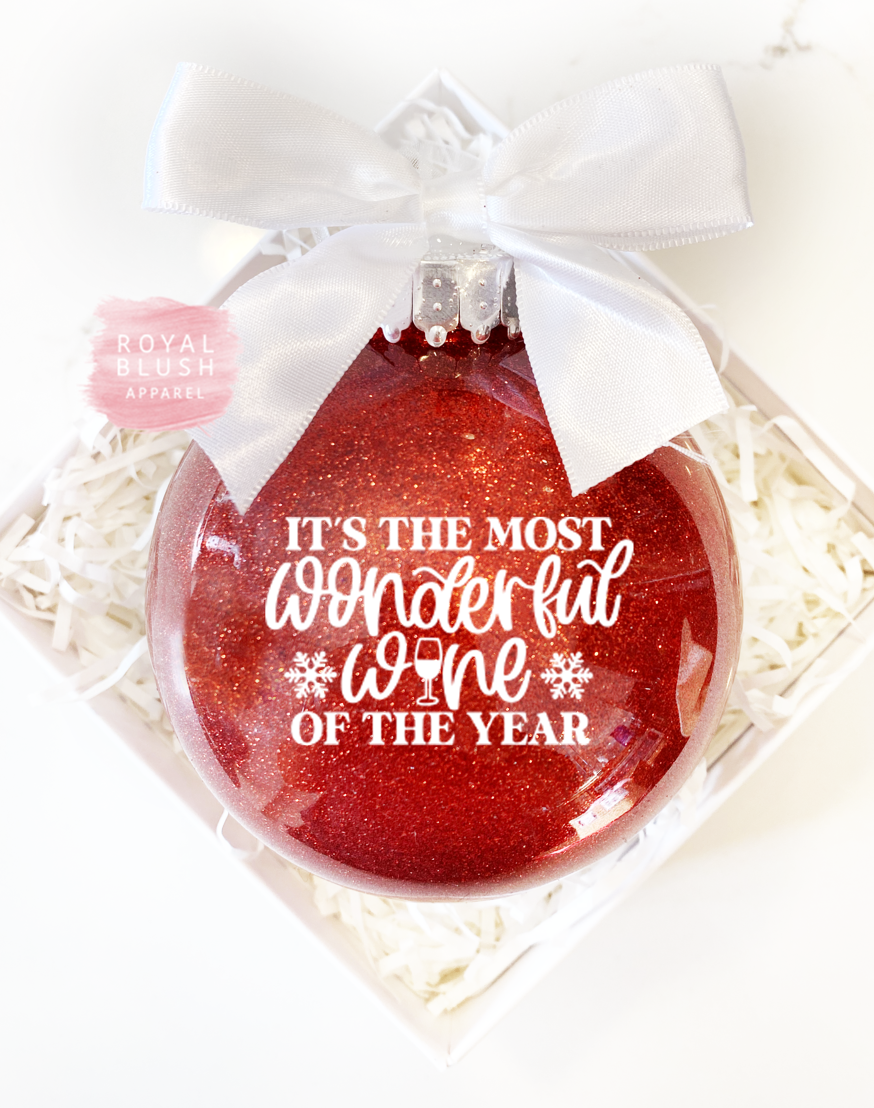 Most Wonderful Wine Of The Year 4" Ornament UV DTF Sticker