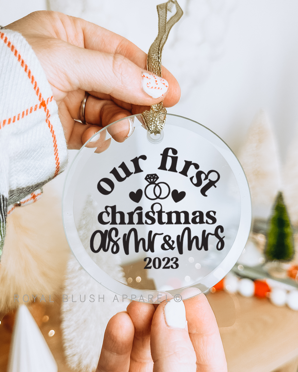 Our First Christmas As Mr & Mrs 2023 3" Acrylic Ornament UV DTF Sticker