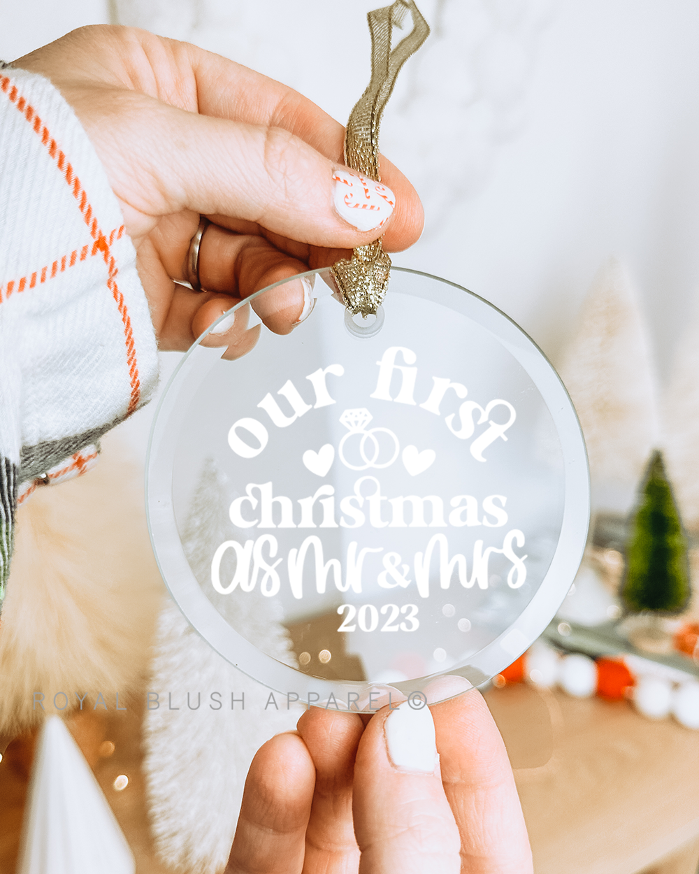 Our First Christmas As Mr & Mrs 2023 3" Acrylic Ornament UV DTF Sticker