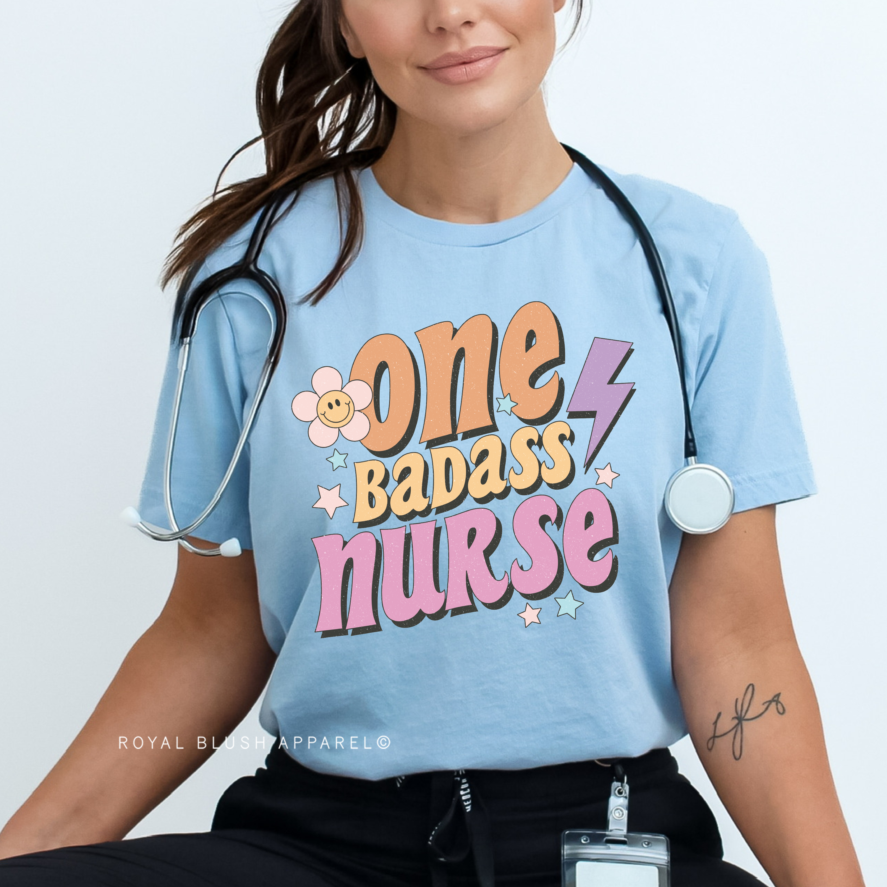 One Badass Nurse Full Color Transfer