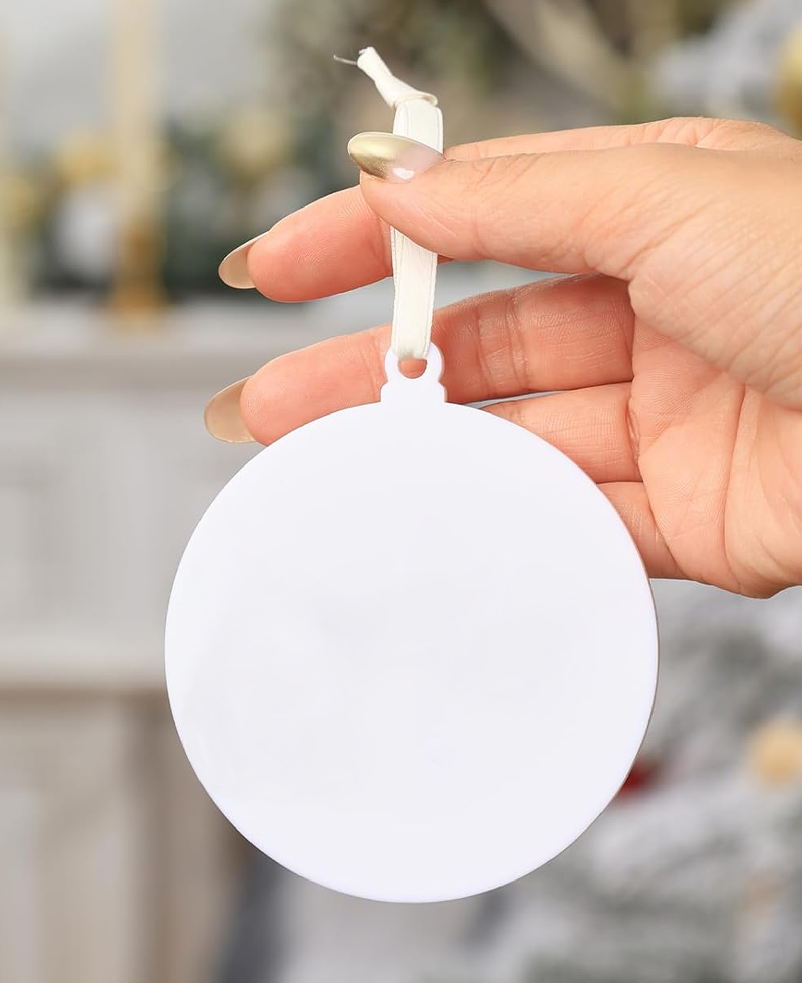 White Round 3" Acrylic Ornament