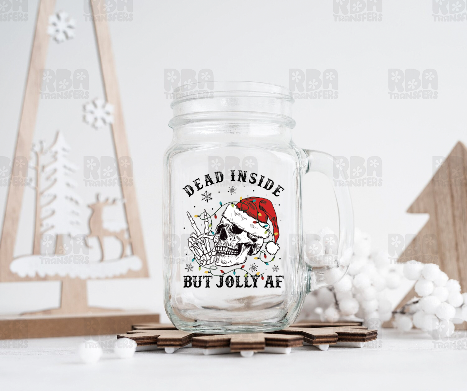 Peace Dead Inside But Jolly AF UV DTF Sticker