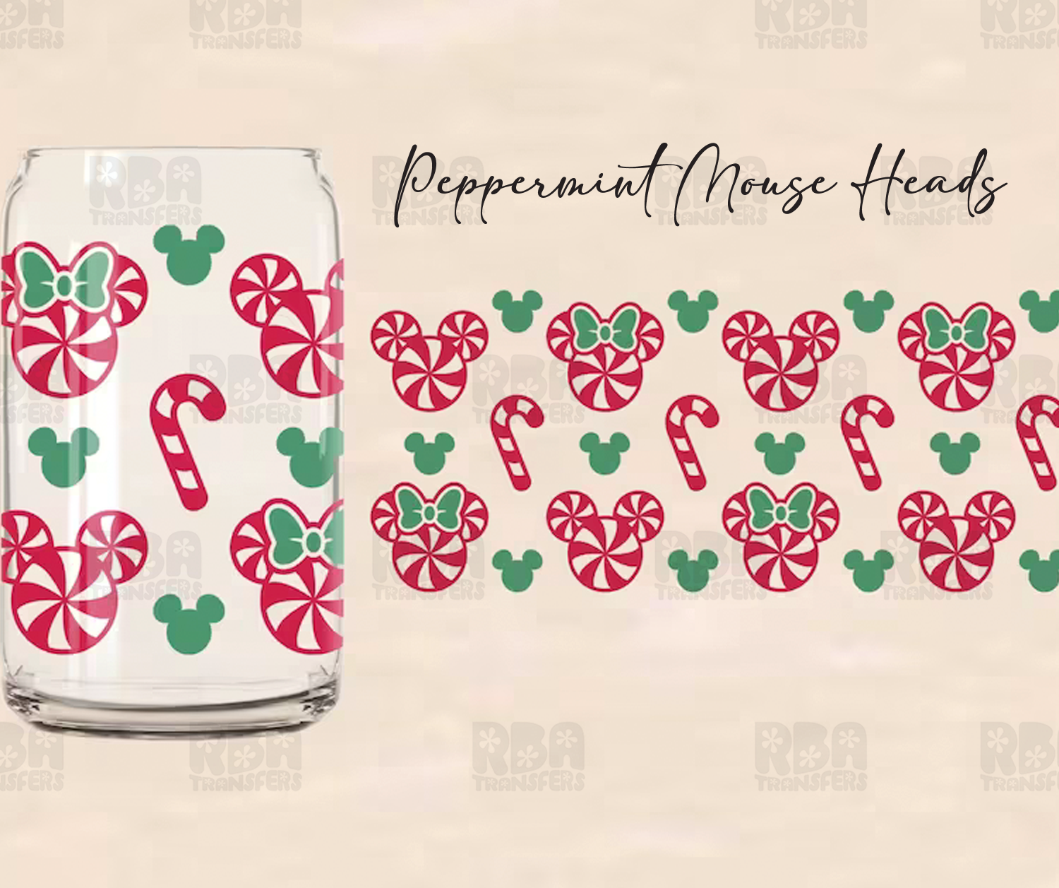 Les têtes de souris à la menthe poivrée enveloppent l’autocollant UV DTF