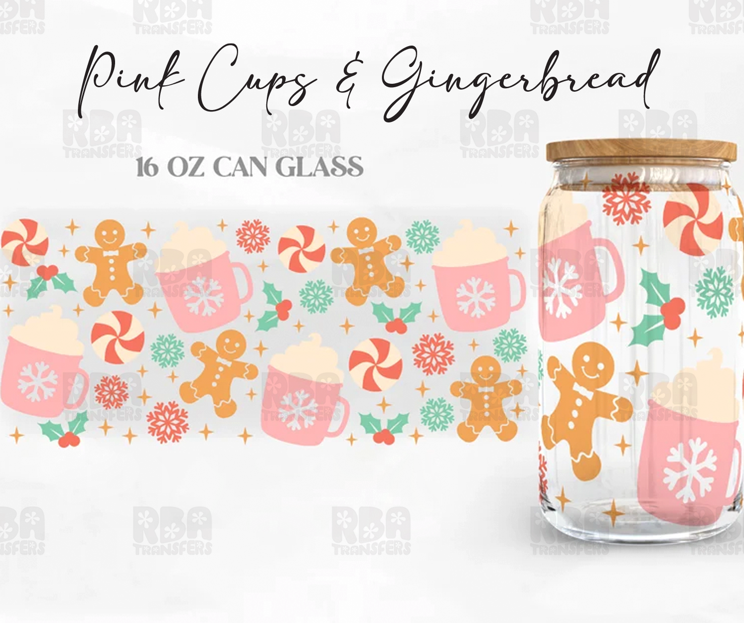Pink Cups & Gingerbread Wrap UV DTF Sticker