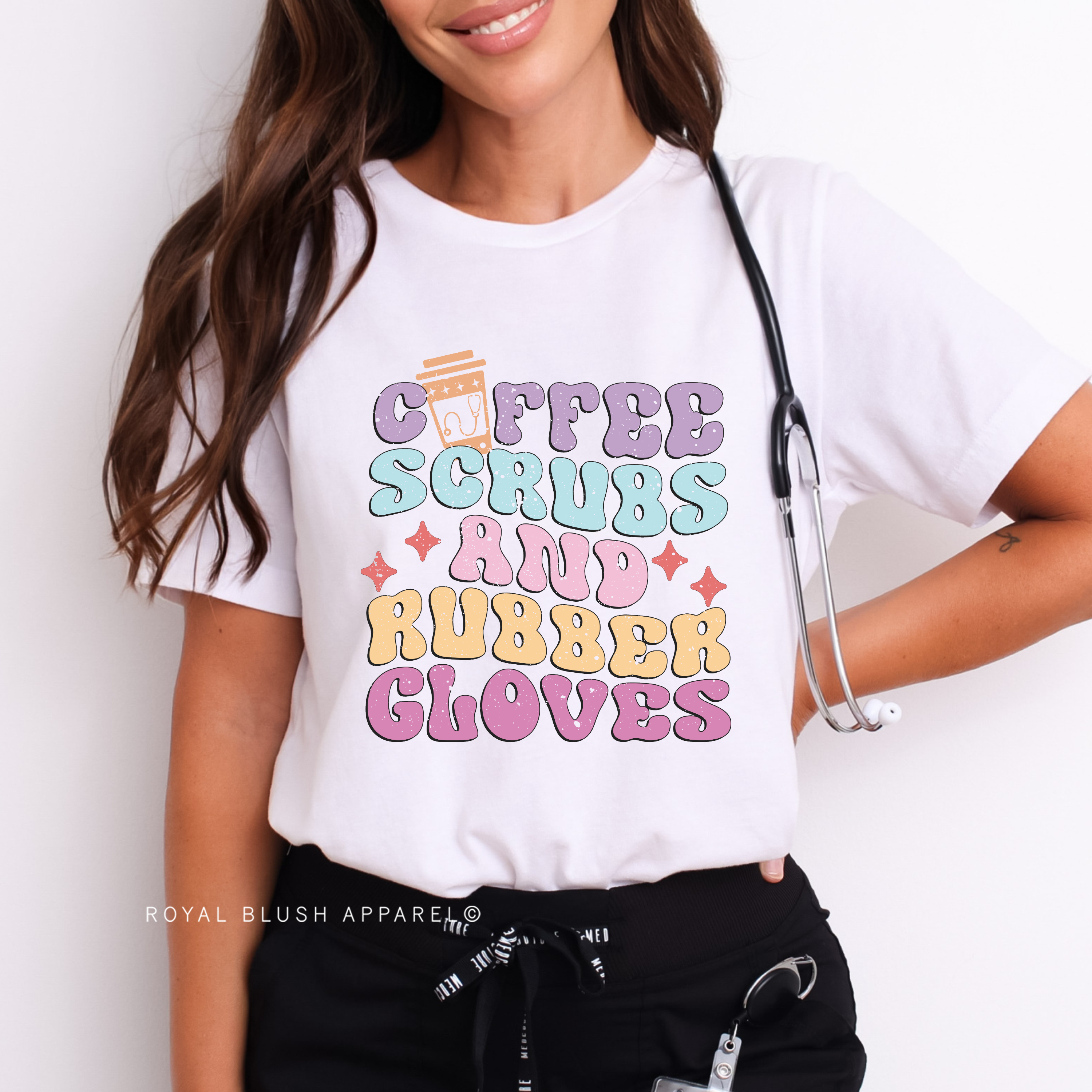 Coffee Scrubs And Rubber Gloves Full Color Transfer